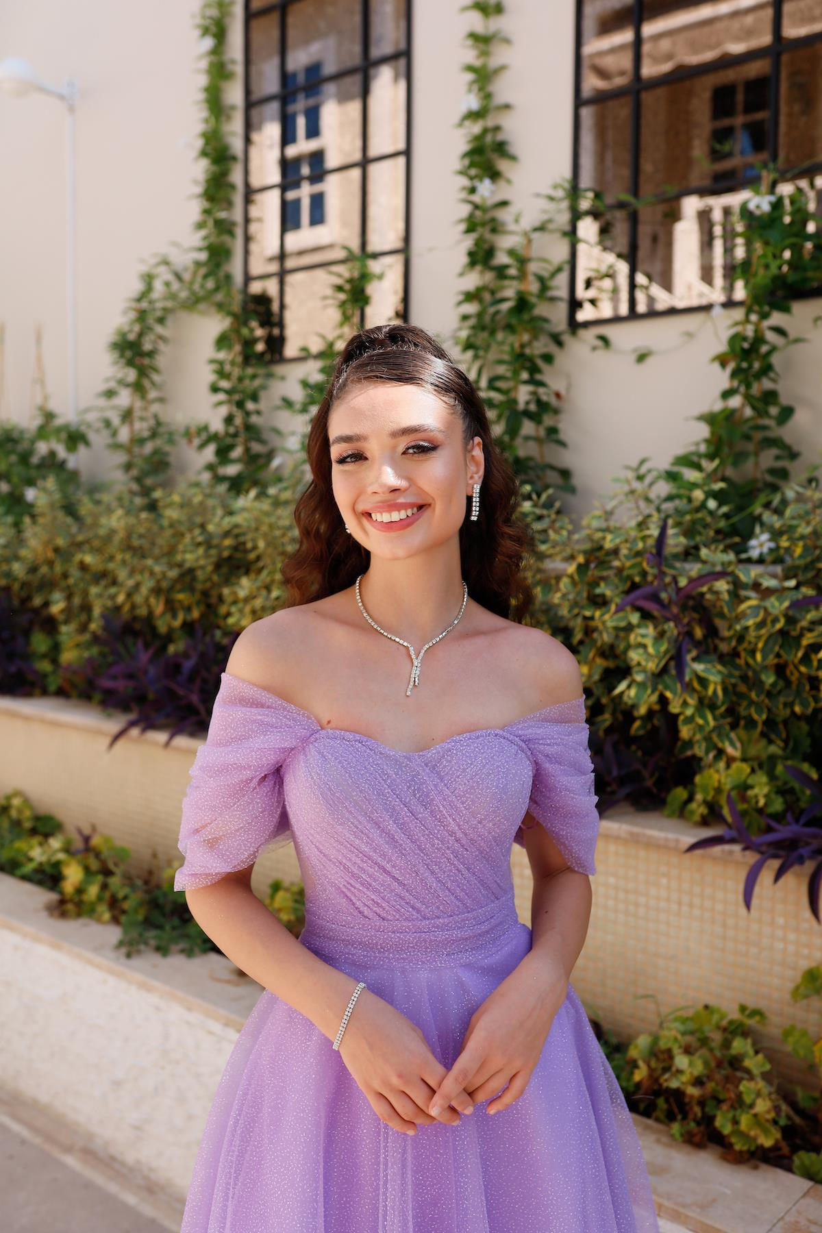 TheElsa | GİYİM | TAKI | Henna Simli Lila Pembe Özel Tasarım Abiye Tül ElbiseÖZEL ÜRETİM ELBİSEHenna Glitter Lilac Pink Special Design Evening Dress Tulle Dress