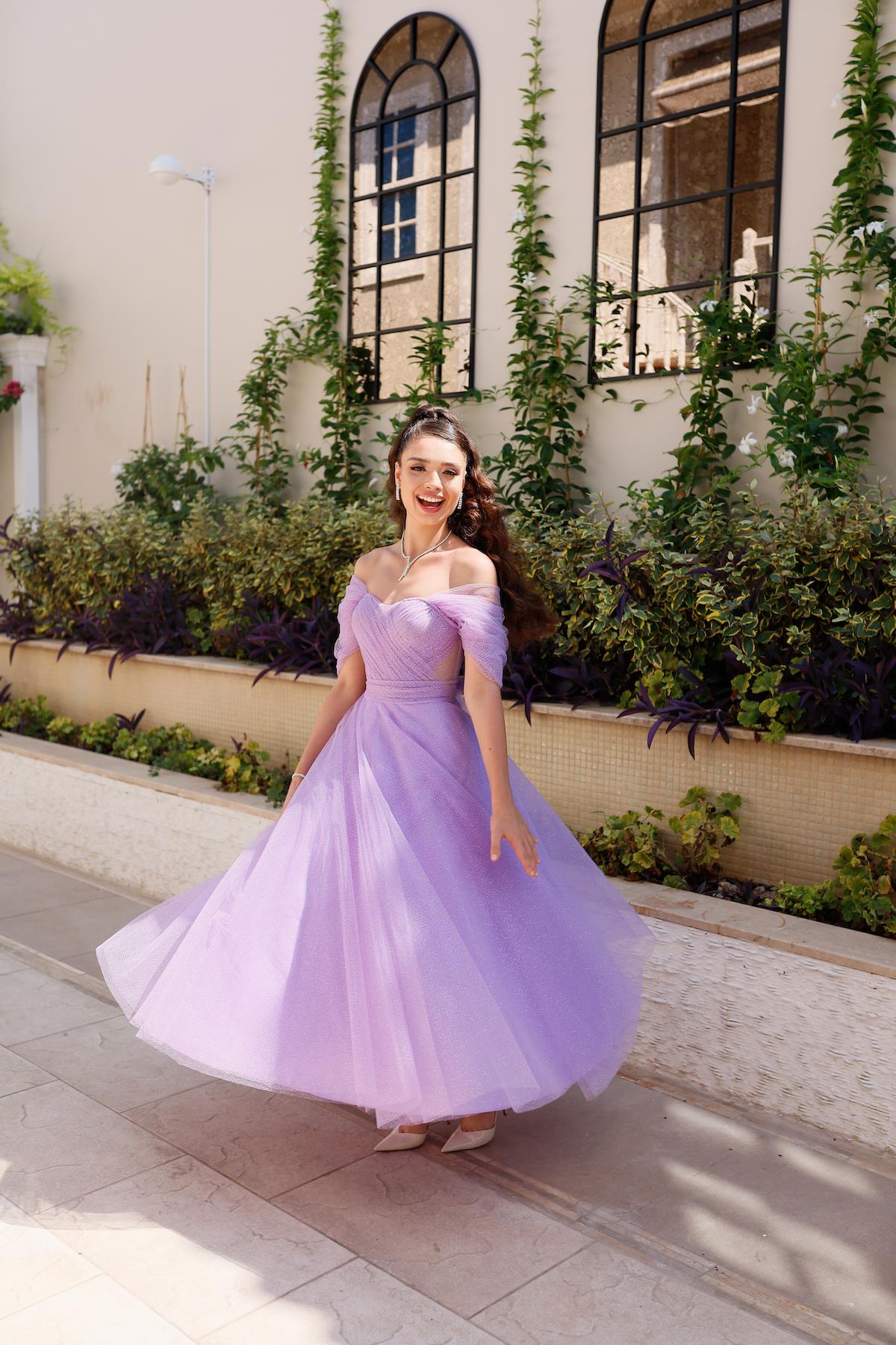TheElsa | GİYİM | TAKI | Henna Simli Lila Pembe Özel Tasarım Abiye Tül ElbiseÖZEL ÜRETİM ELBİSEHenna Glitter Lilac Pink Special Design Evening Dress Tulle Dress