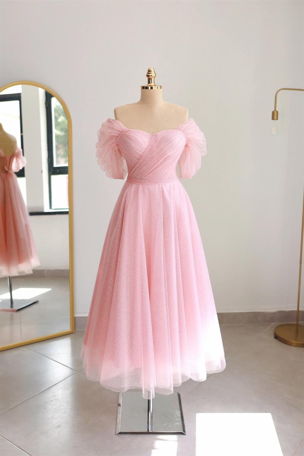 TheElsa | GİYİM | TAKI | Henna Simli Pudra Pembe Özel Tasarım Abiye Tül ElbiseÖZEL ÜRETİM ELBİSEHenna Simli Pudra Pembe Özel Tasarım Abiye Tül Elbise