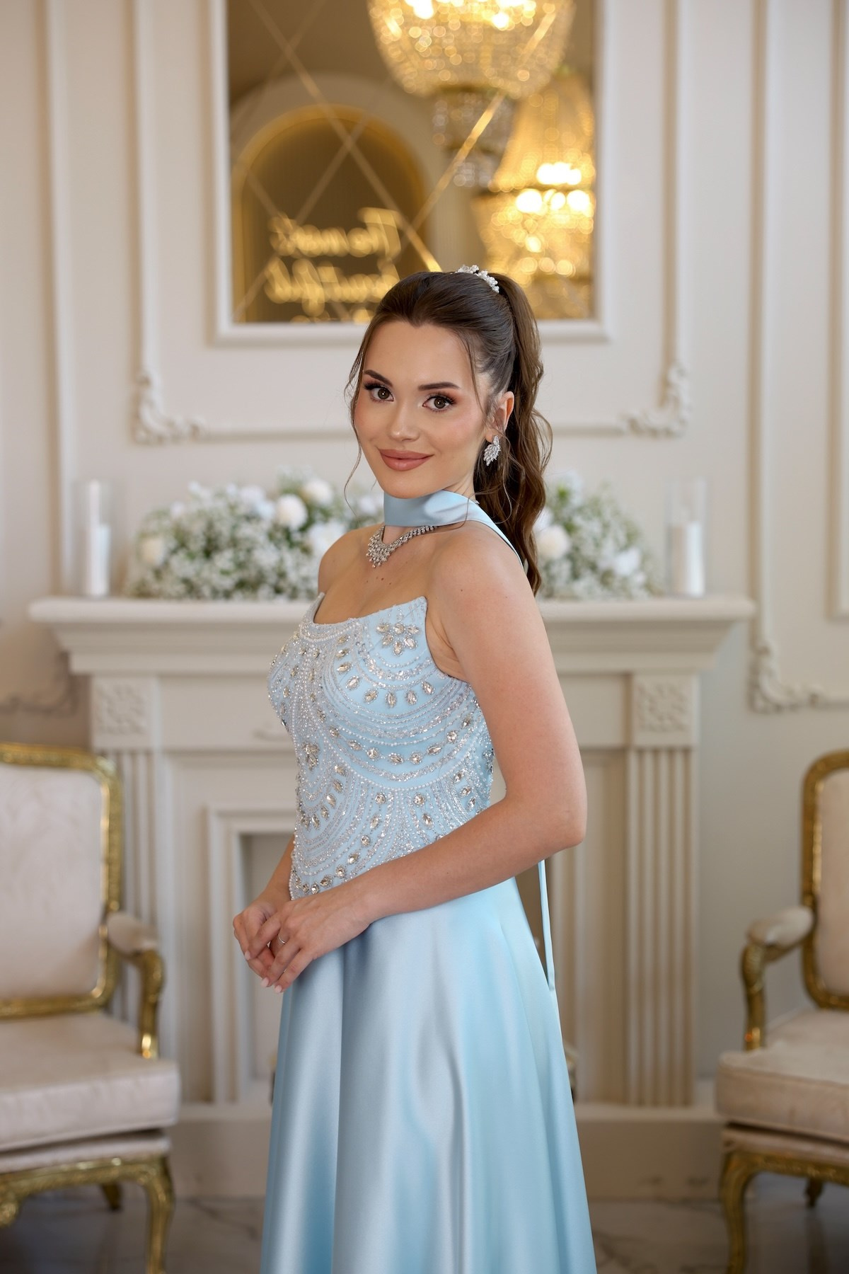 TheElsa | Hera Blair Mavi Kloş Etek Özel Tasarım ElbiseRENKLİ DANTEL ELBİSELERHera Blair Mavi Kloş Etek Özel Tasarım Elbise