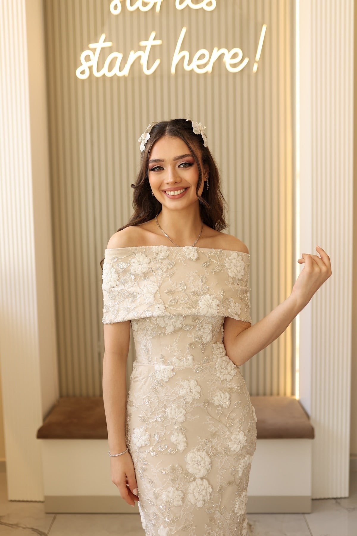 TheElsa | Kalina Beyaz Balık BEYAZ DANTEL ELBİSELERKalina Beyaz Balık Çiçekli Özel Tasarım Dantel Nişan Nikah  Elbise