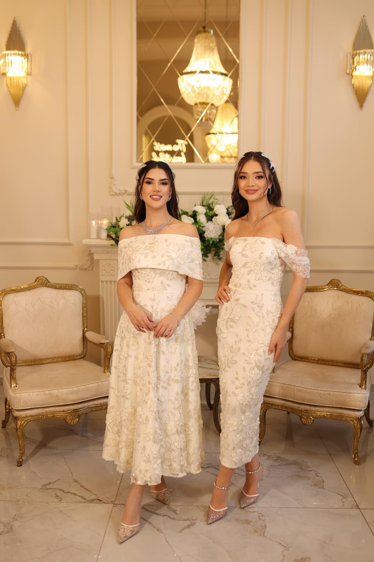 TheElsa | KALİNA BEYAZ KALEMBEYAZ DANTEL ELBİSELERKalina Beyaz Kalem Çiçekli Özel Tasarım Dantel Nişan Nikah Elbise