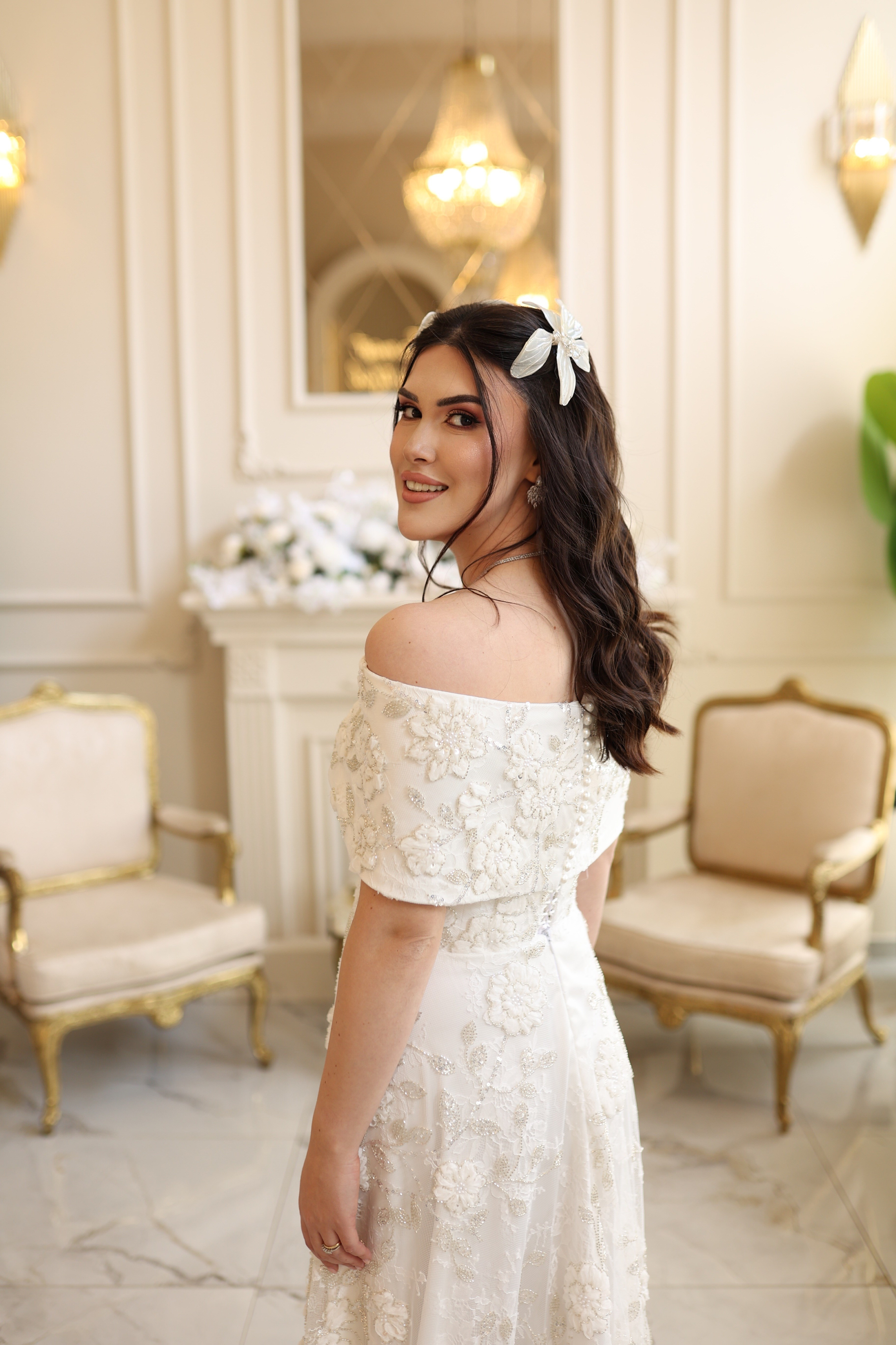 TheElsa | Kalina Beyaz Maxi BEYAZ DANTEL ELBİSELERKalina Beyaz Maxi Çiçekli Özel Tasarım Dantel Nişan Nikah Elbise