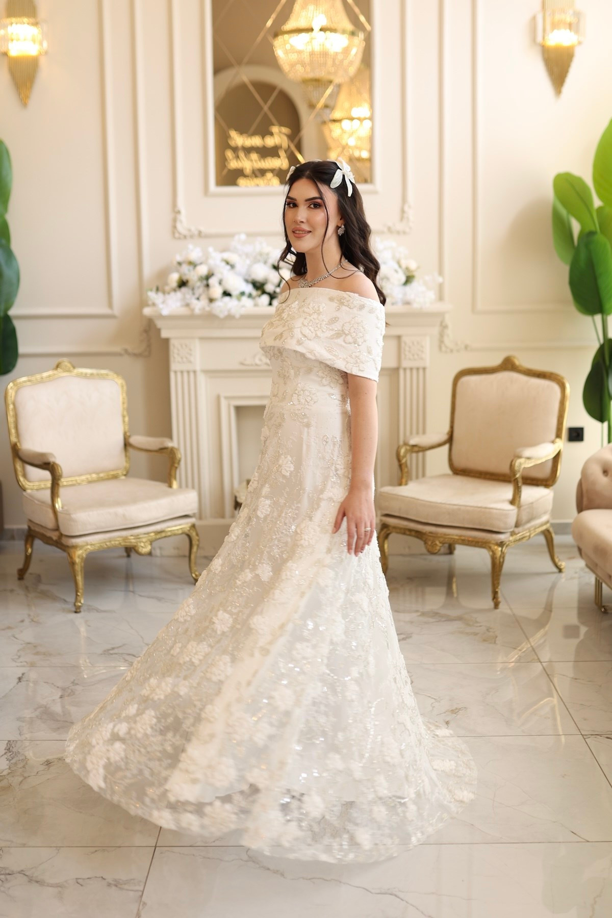 TheElsa | Kalina Beyaz Maxi BEYAZ DANTEL ELBİSELERKalina Beyaz Maxi Çiçekli Özel Tasarım Dantel Nişan Nikah Elbise