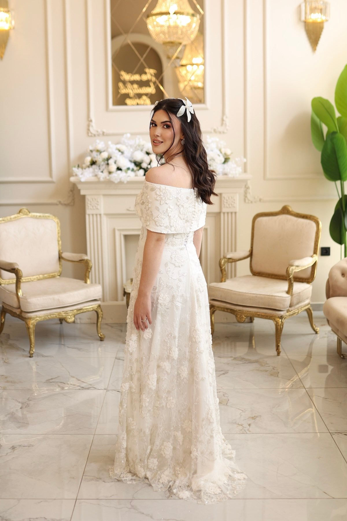 TheElsa | Kalina Beyaz Maxi BEYAZ DANTEL ELBİSELERKalina Beyaz Maxi Çiçekli Özel Tasarım Dantel Nişan Nikah Elbise