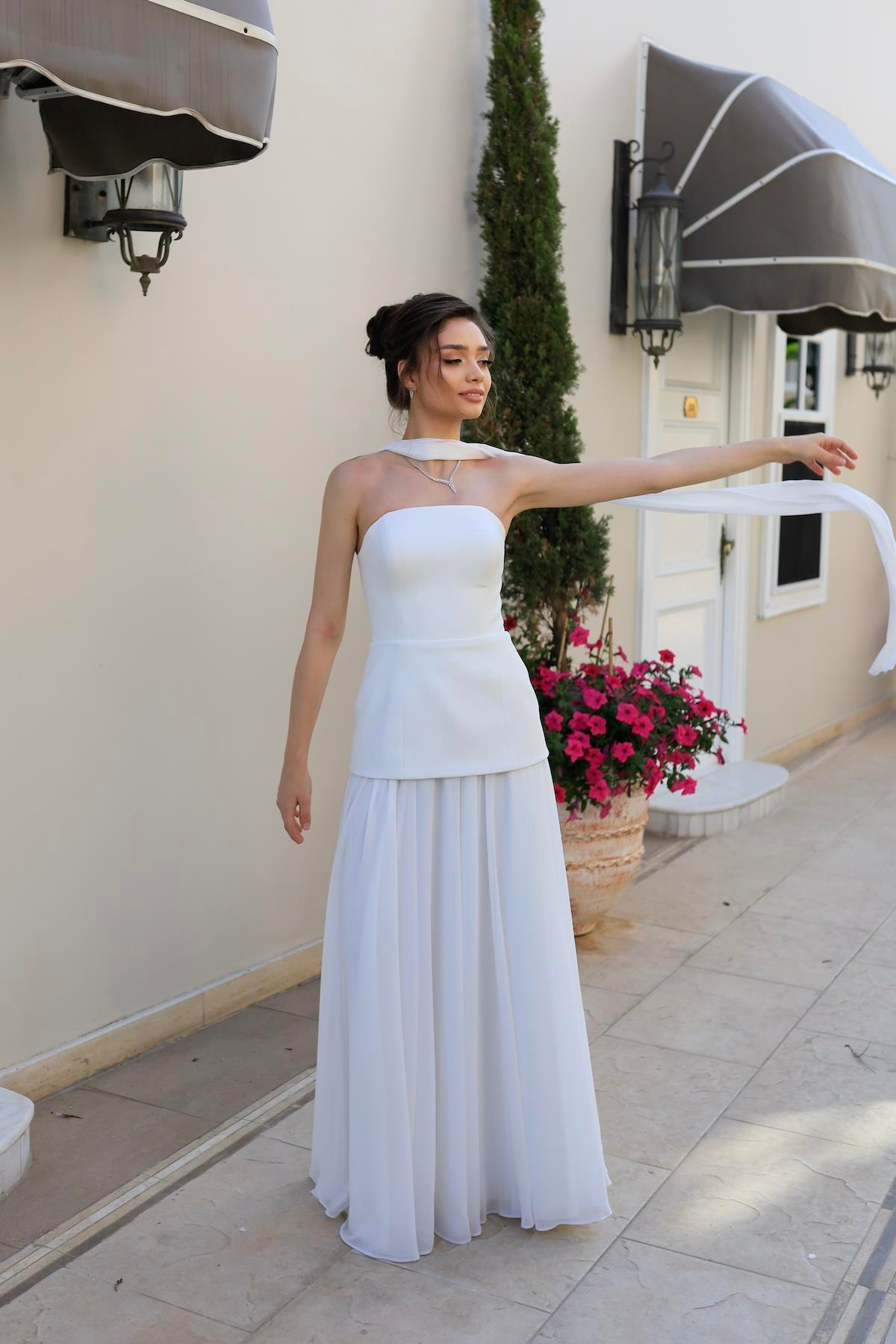 TheElsa | LİDYAÖZEL ÜRETİM ELBİSELidya Şifon Tasarım Nikah Nişan Elbisesi
