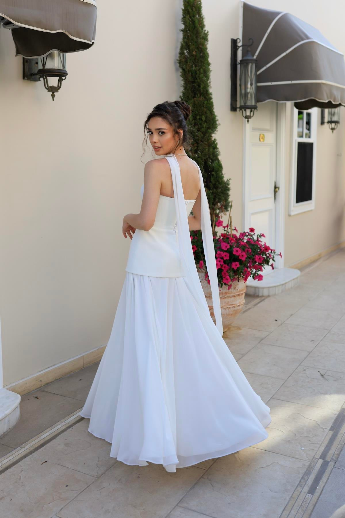 TheElsa | LİDYAÖZEL ÜRETİM ELBİSELidya Şifon Tasarım Nikah Nişan Elbisesi