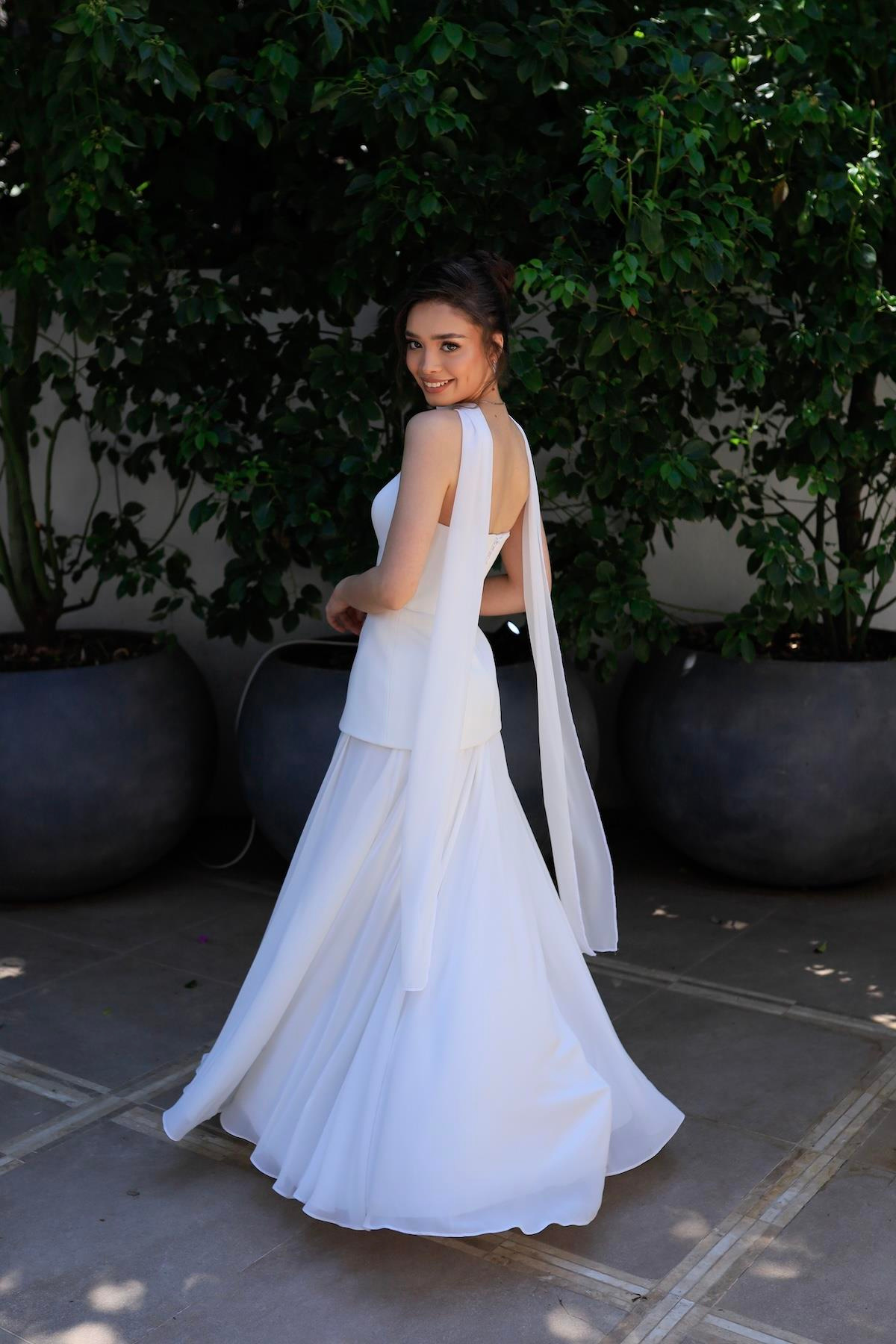 TheElsa | LİDYAÖZEL ÜRETİM ELBİSELidya Şifon Tasarım Nikah Nişan Elbisesi