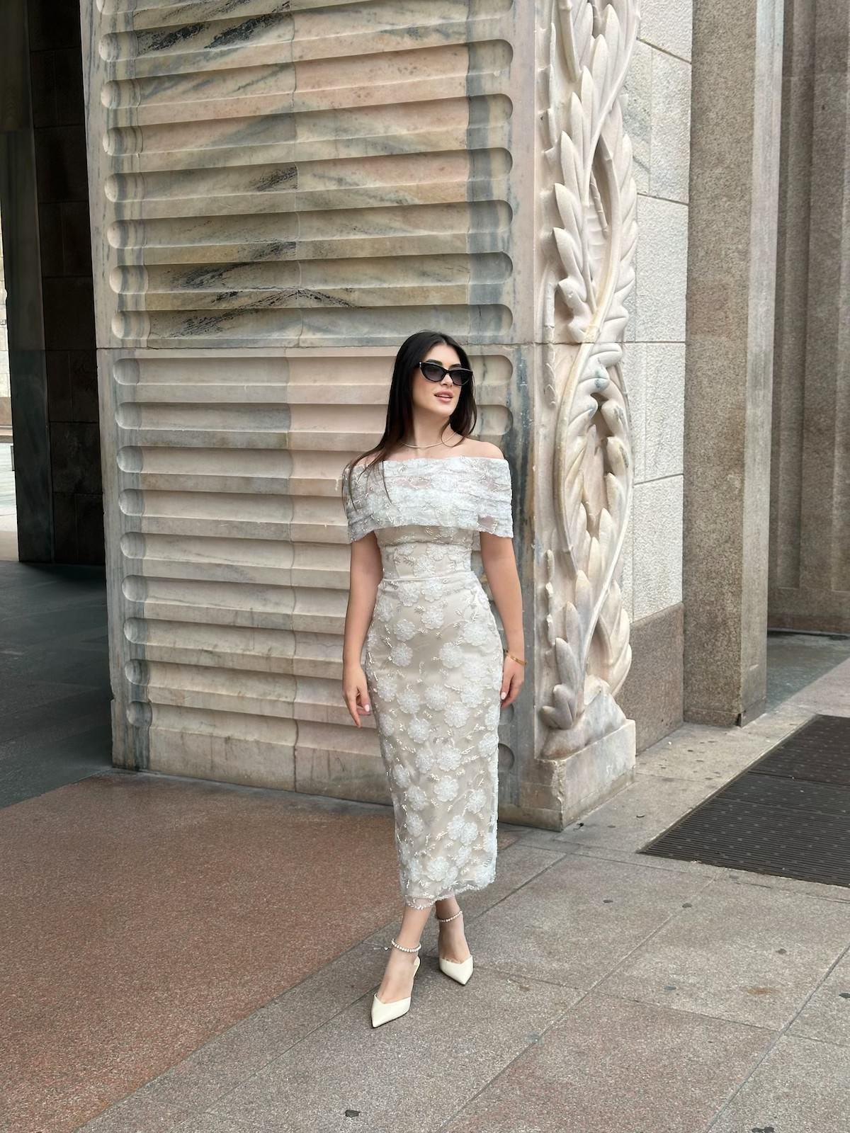 TheElsa | Custom Made Evening Dress | Marseille White Floral Special Design Lace Evening DressÖZEL ÜRETİM ELBİSEMarseille White Floral Special Design Lace Evening Dress
