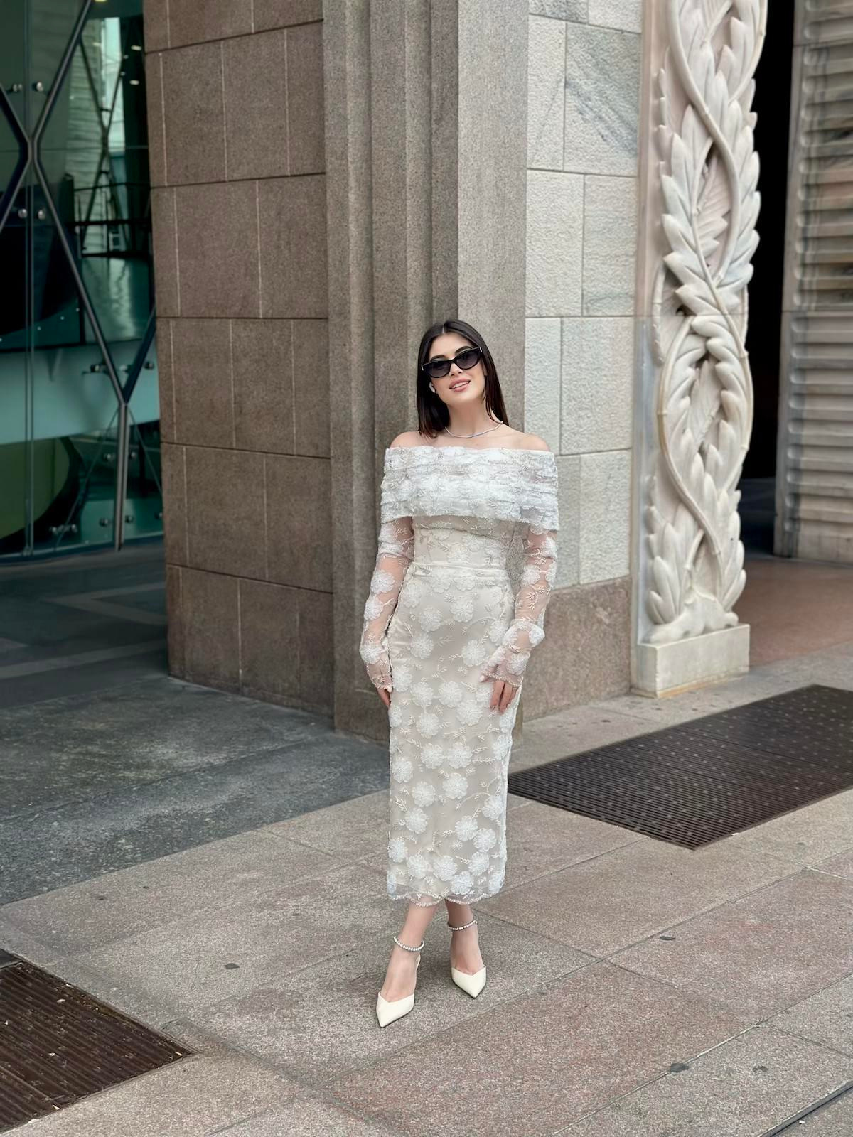 TheElsa | Custom Made Evening Dress | Marseille White Floral Special Design Lace Evening DressÖZEL ÜRETİM ELBİSEMarseille White Floral Special Design Lace Evening Dress