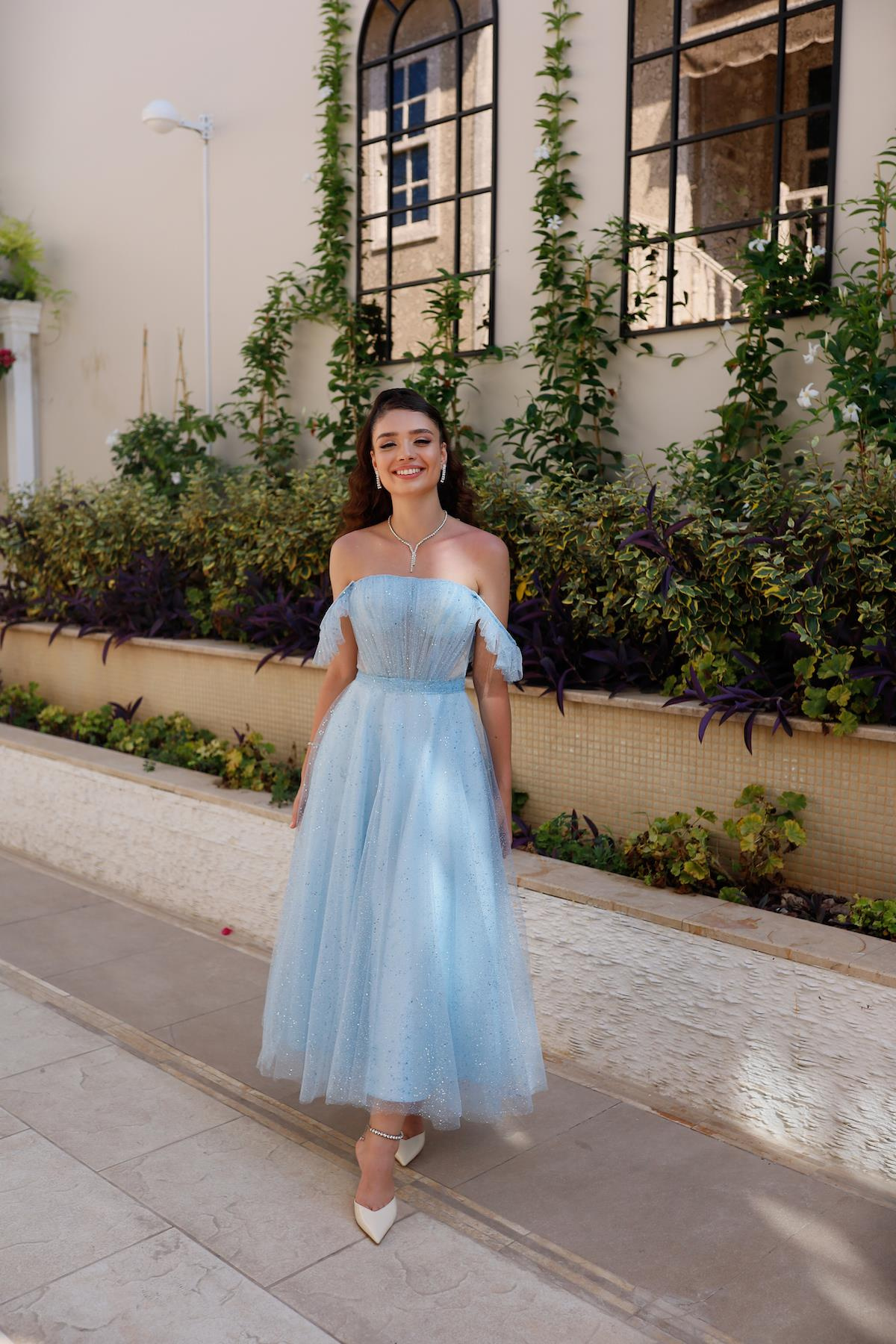 TheElsa | Kişiye Özel Üretim Abiye Elbise | Melissa Bebek Mavi Özel Tasarım Simli Tül Abiye ElbiseÖZEL ÜRETİM ELBİSEMelissa Baby Blue Special Design Silvery Tulle Evening Dress