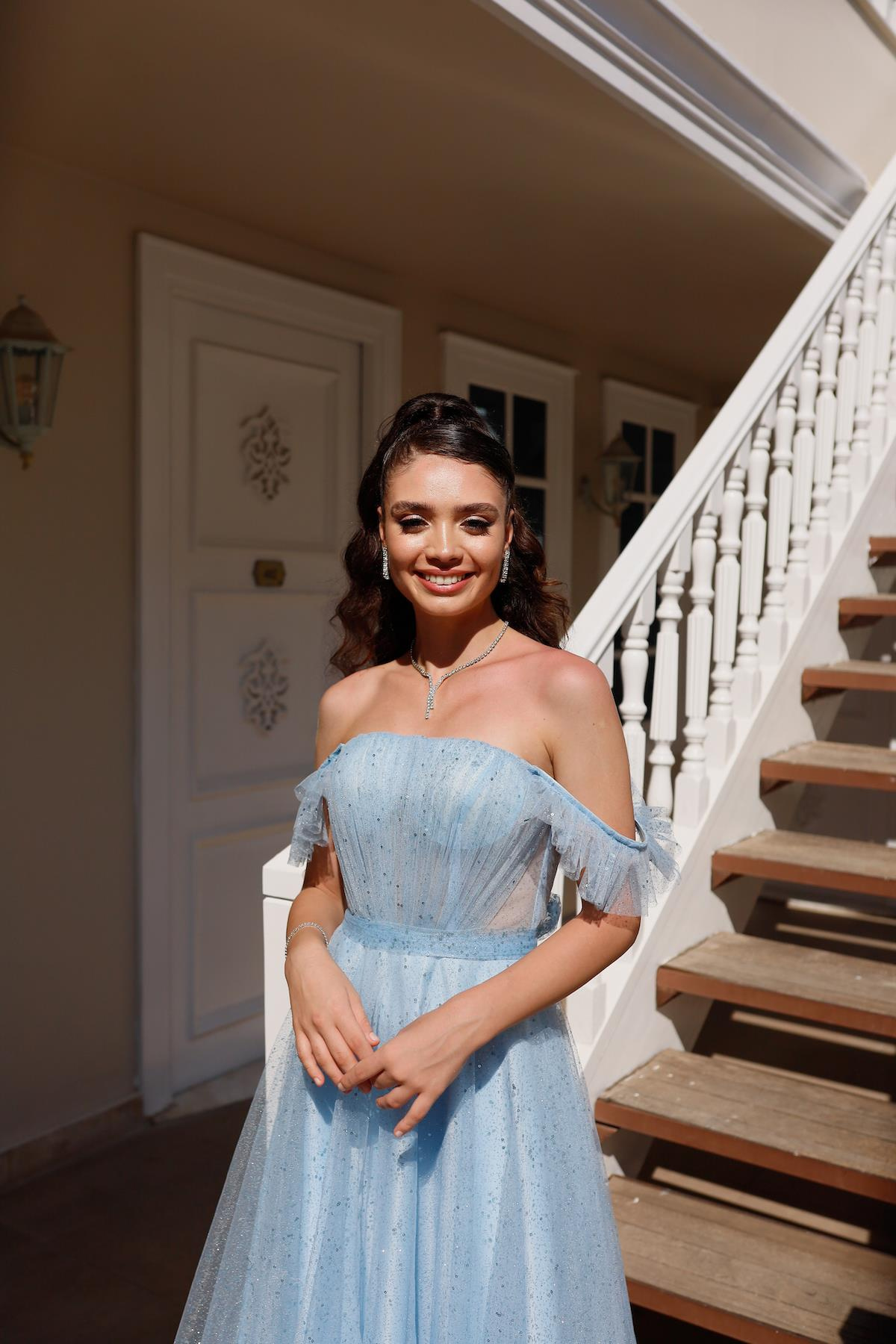 TheElsa | Kişiye Özel Üretim Abiye Elbise | Melissa Bebek Mavi Özel Tasarım Simli Tül Abiye ElbiseÖZEL ÜRETİM ELBİSEMelissa Baby Blue Special Design Silvery Tulle Evening Dress