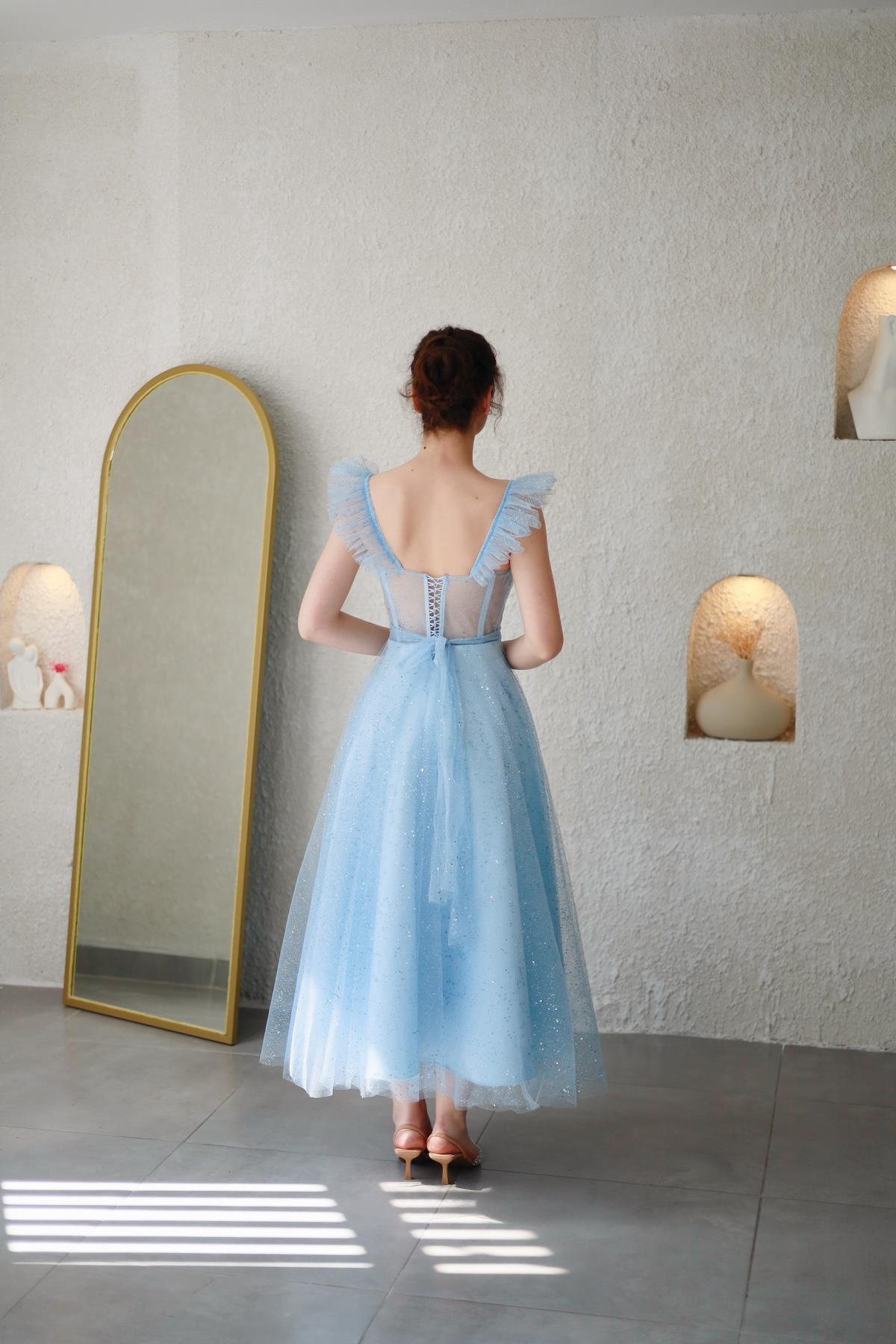 TheElsa | Kişiye Özel Üretim Abiye Elbise | Melissa Bebek Mavi Özel Tasarım Simli Tül Abiye ElbiseÖZEL ÜRETİM ELBİSEMelissa Baby Blue Special Design Silvery Tulle Evening Dress