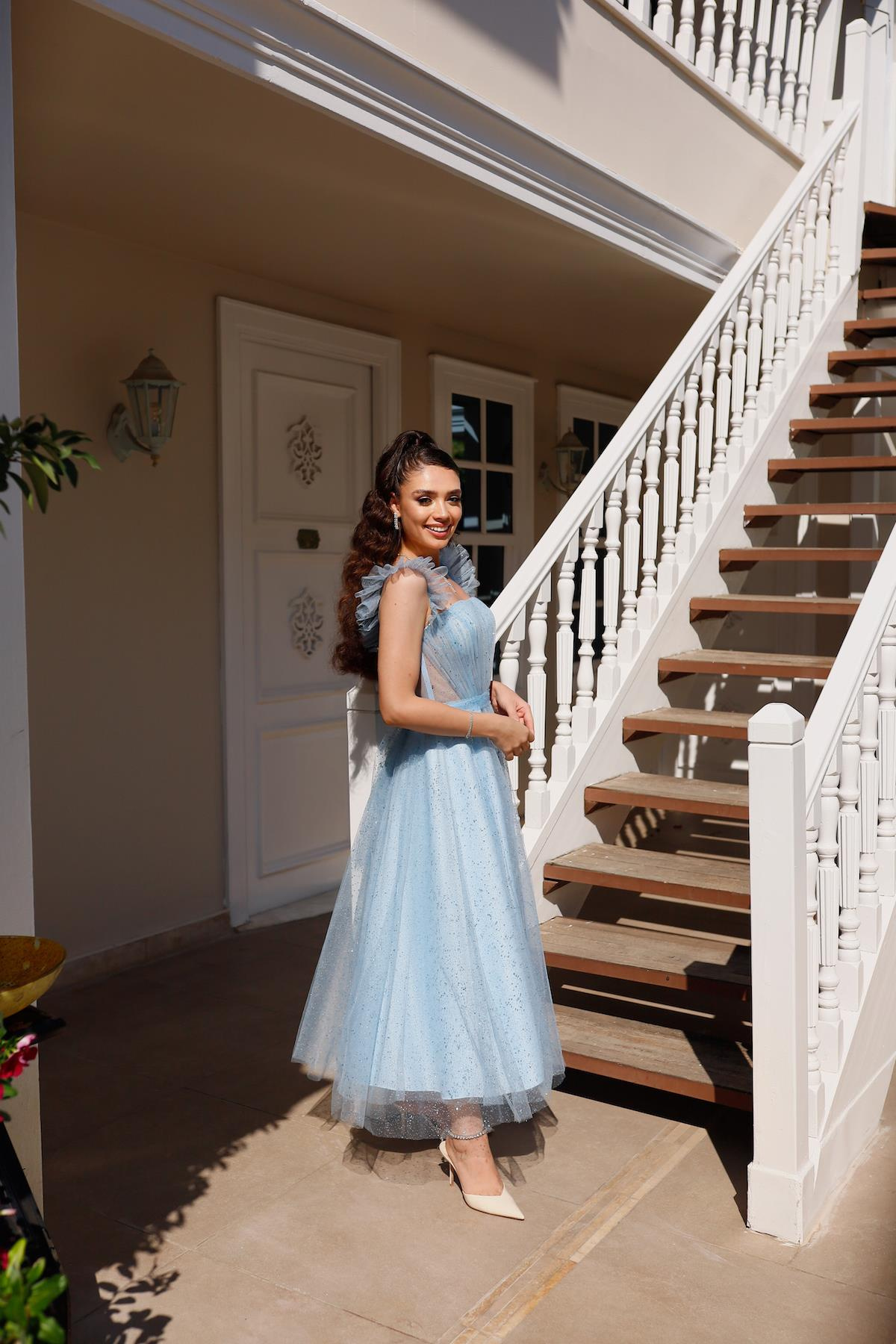 TheElsa | Kişiye Özel Üretim Abiye Elbise | Melissa Bebek Mavi Özel Tasarım Simli Tül Abiye ElbiseÖZEL ÜRETİM ELBİSEMelissa Baby Blue Special Design Silvery Tulle Evening Dress