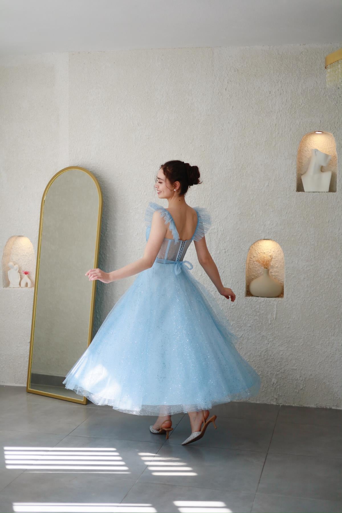 TheElsa | Kişiye Özel Üretim Abiye Elbise | Melissa Bebek Mavi Özel Tasarım Simli Tül Abiye ElbiseÖZEL ÜRETİM ELBİSEMelissa Baby Blue Special Design Silvery Tulle Evening Dress