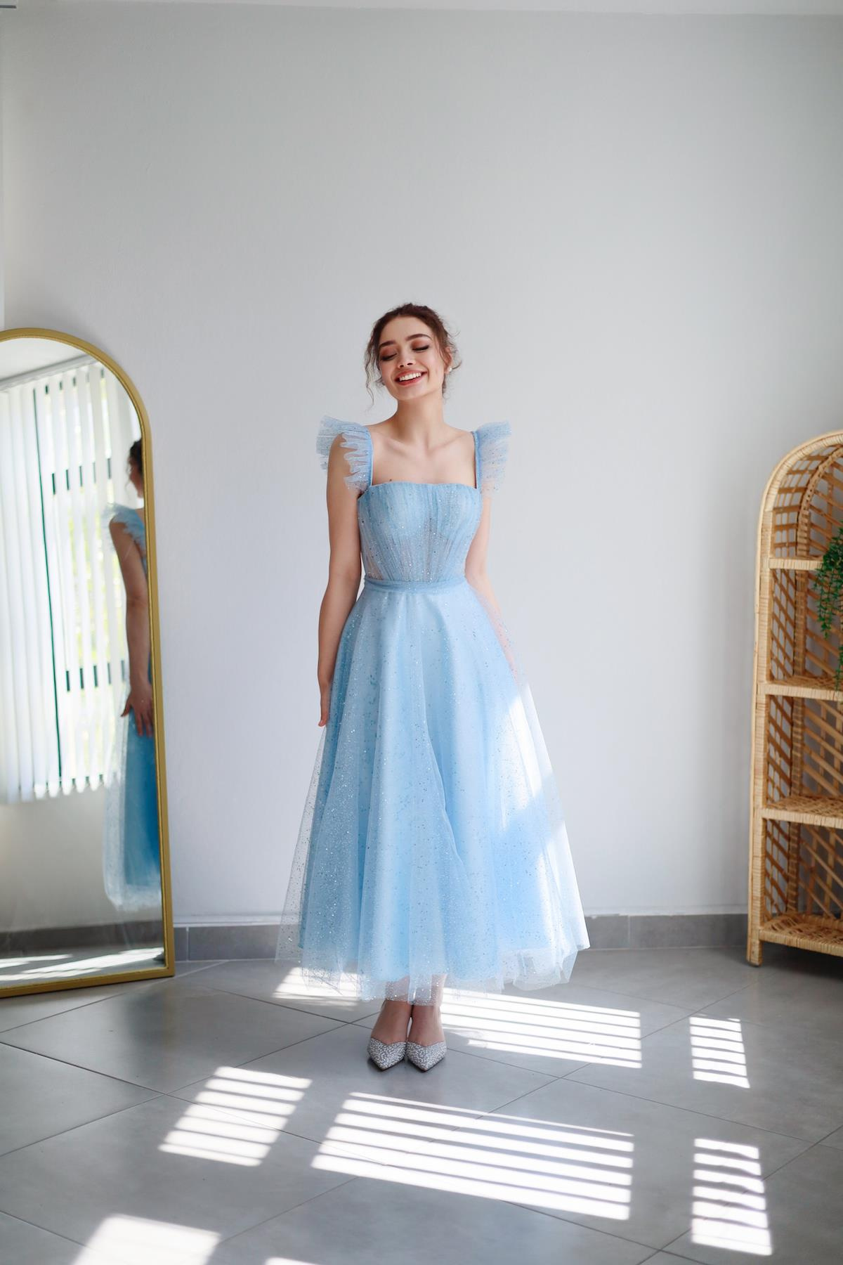 TheElsa | Kişiye Özel Üretim Abiye Elbise | Melissa Bebek Mavi Özel Tasarım Simli Tül Abiye ElbiseÖZEL ÜRETİM ELBİSEMelissa Baby Blue Special Design Silvery Tulle Evening Dress
