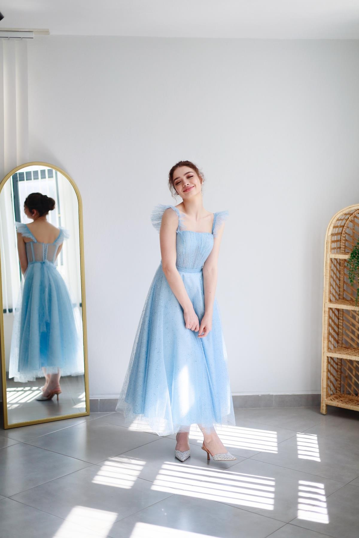 TheElsa | Kişiye Özel Üretim Abiye Elbise | Melissa Bebek Mavi Özel Tasarım Simli Tül Abiye ElbiseÖZEL ÜRETİM ELBİSEMelissa Baby Blue Special Design Silvery Tulle Evening Dress