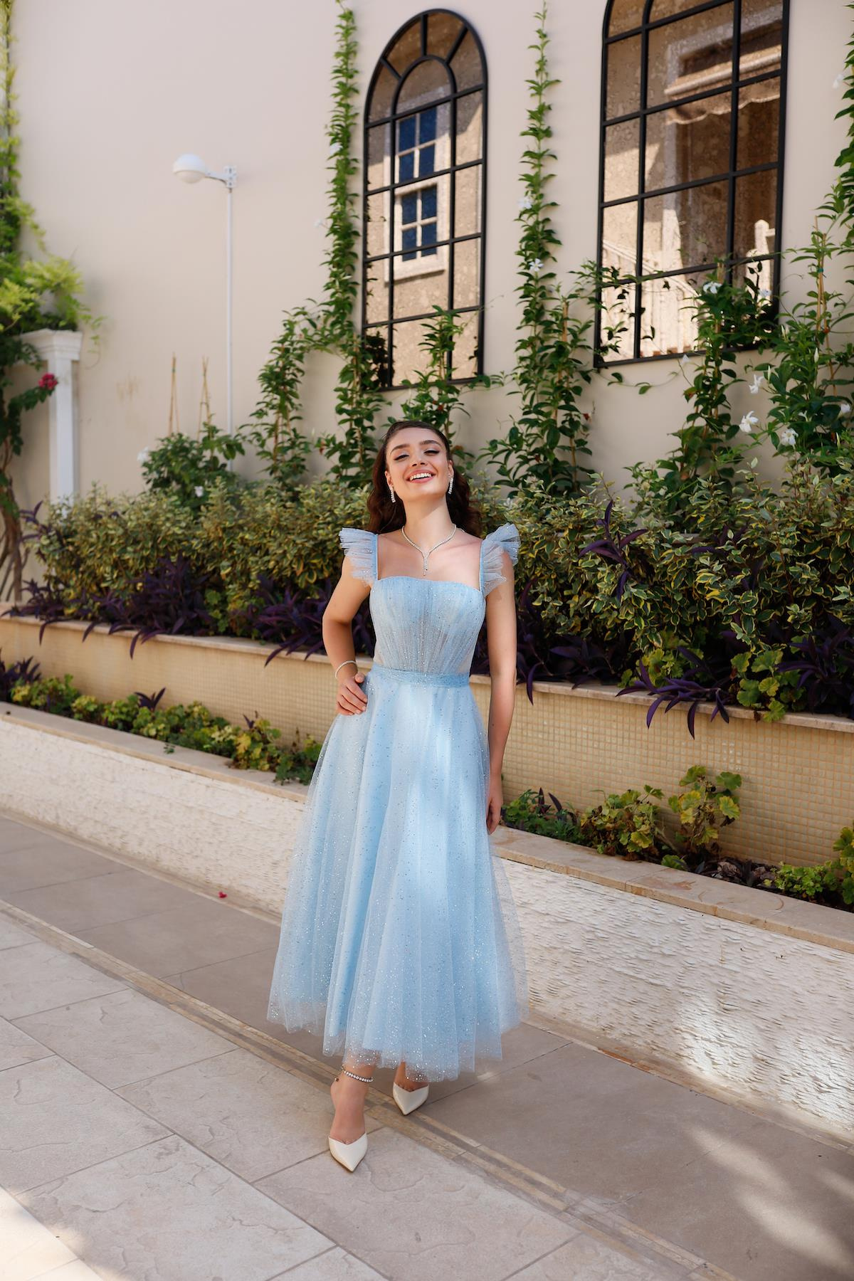 TheElsa | Kişiye Özel Üretim Abiye Elbise | Melissa Bebek Mavi Özel Tasarım Simli Tül Abiye ElbiseÖZEL ÜRETİM ELBİSEMelissa Baby Blue Special Design Silvery Tulle Evening Dress