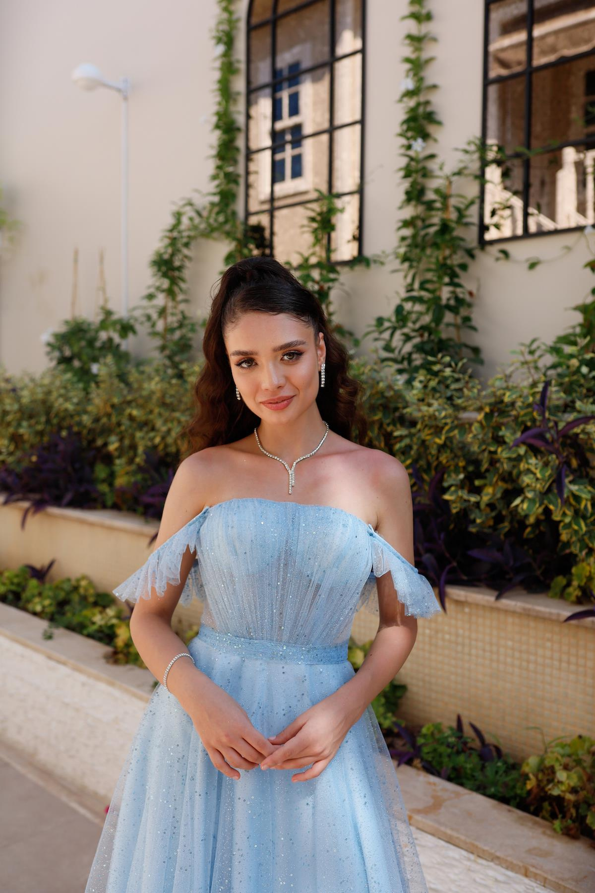 TheElsa | Kişiye Özel Üretim Abiye Elbise | Melissa Bebek Mavi Özel Tasarım Simli Tül Abiye ElbiseÖZEL ÜRETİM ELBİSEMelissa Baby Blue Special Design Silvery Tulle Evening Dress