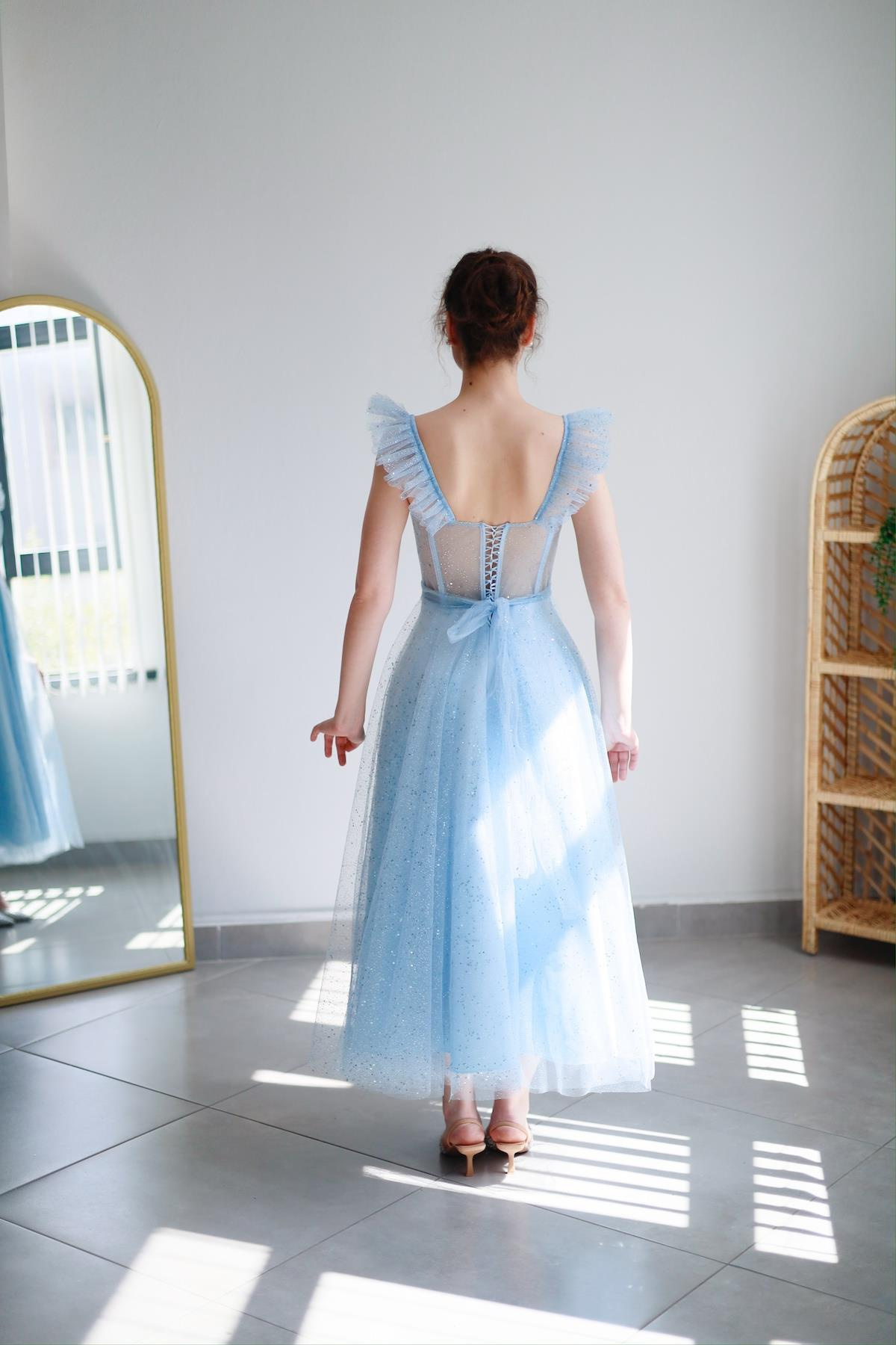 TheElsa | Kişiye Özel Üretim Abiye Elbise | Melissa Bebek Mavi Özel Tasarım Simli Tül Abiye ElbiseÖZEL ÜRETİM ELBİSEMelissa Baby Blue Special Design Silvery Tulle Evening Dress