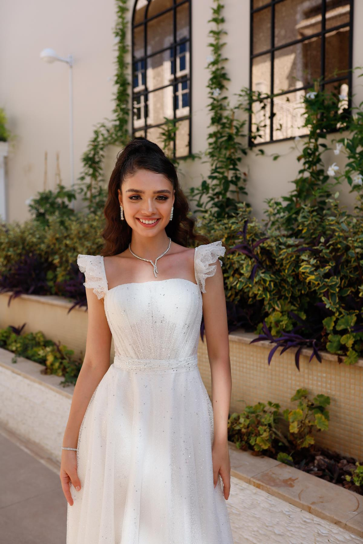 TheElsa | Kişiye Özel Üretim Abiye Elbise | Melissa Beyaz Özel Tasarım Simli Tül Abiye ElbiseÖZEL ÜRETİM ELBİSEMelissa White Special Design Silvery Tulle Evening Dress
