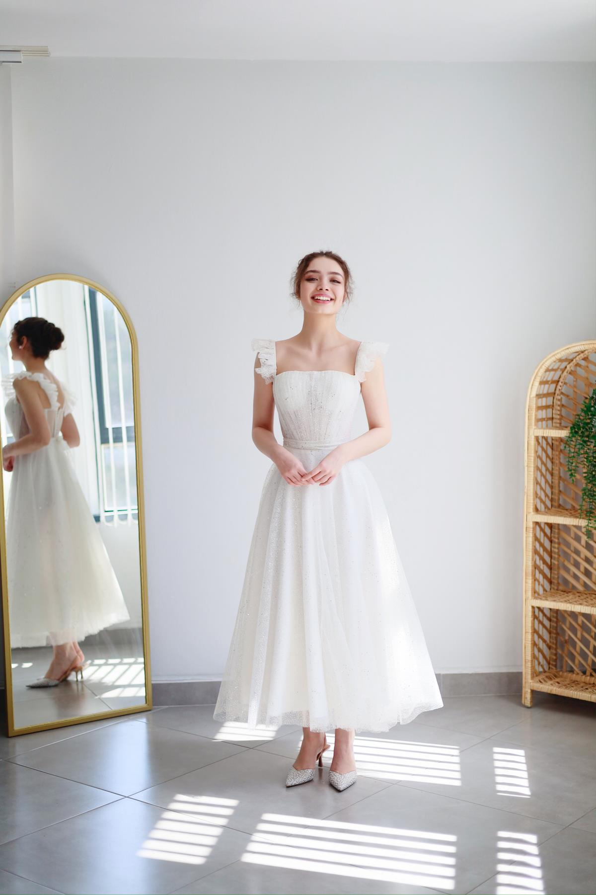 TheElsa | Kişiye Özel Üretim Abiye Elbise | Melissa Beyaz Özel Tasarım Simli Tül Abiye ElbiseÖZEL ÜRETİM ELBİSEMelissa White Special Design Silvery Tulle Evening Dress