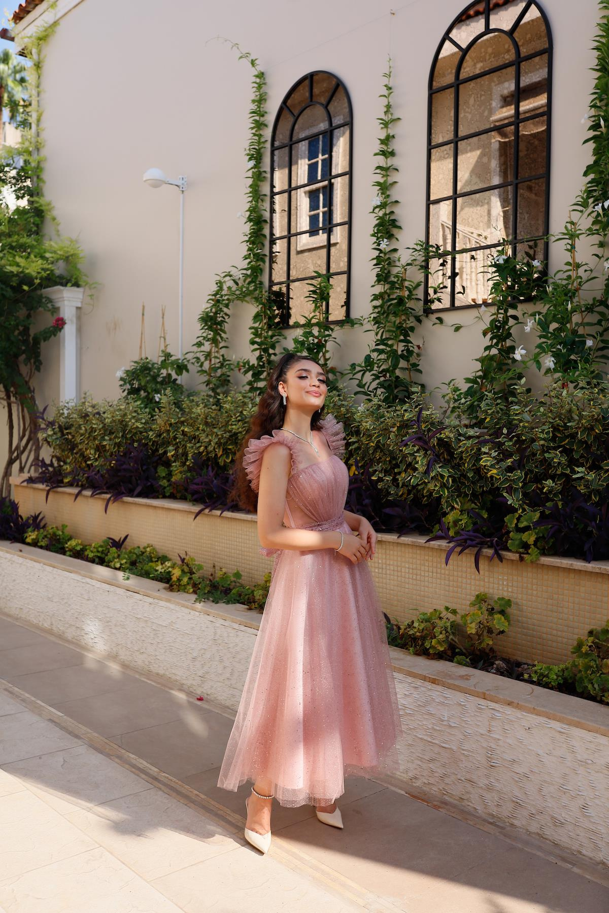 TheElsa | Kişiye Özel Üretim Abiye Elbise | Melissa Pudra Özel Tasarım Simli Tül Abiye ElbiseÖZEL ÜRETİM ELBİSEMelissa Powder Special Design Silvery Tulle Evening Dress