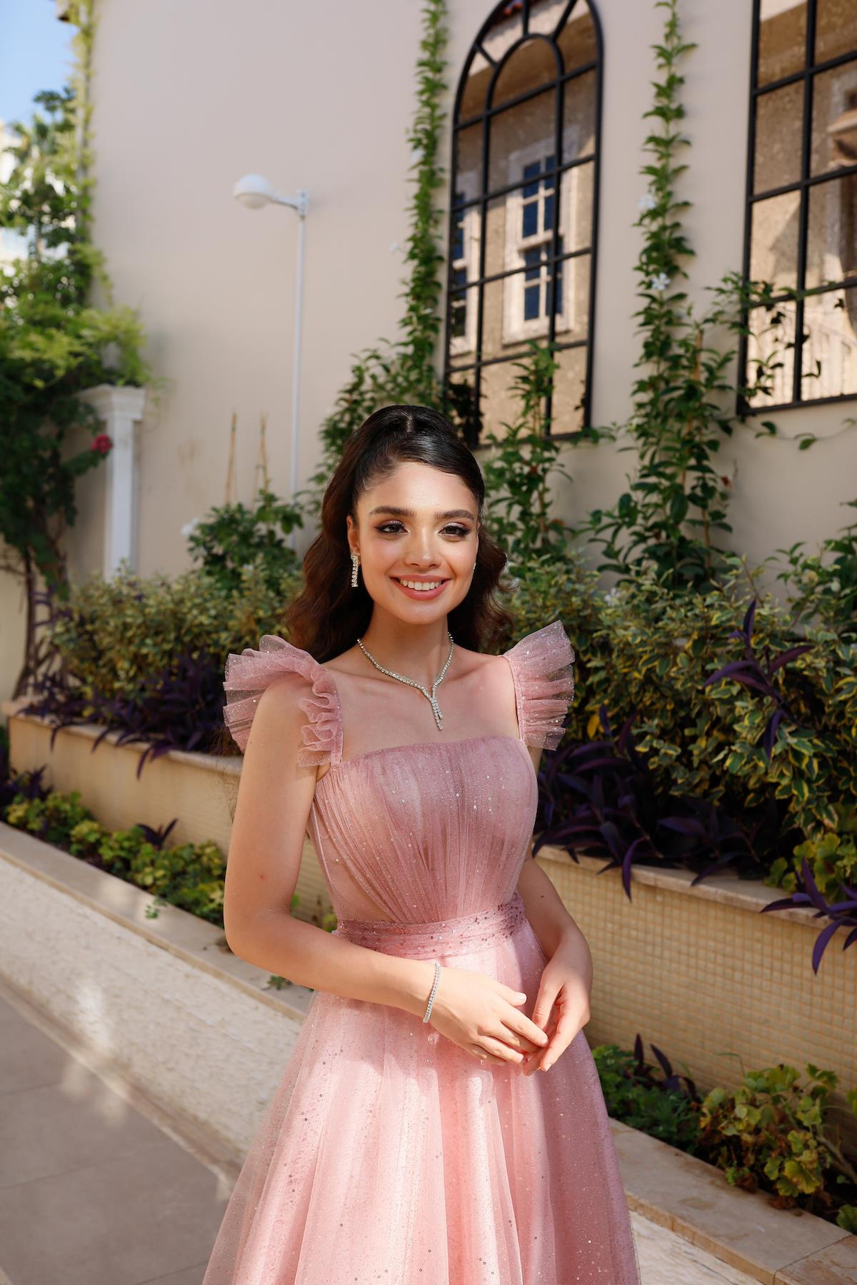 TheElsa | Kişiye Özel Üretim Abiye Elbise | Melissa Pudra Özel Tasarım Simli Tül Abiye ElbiseÖZEL ÜRETİM ELBİSEMelissa Powder Special Design Silvery Tulle Evening Dress