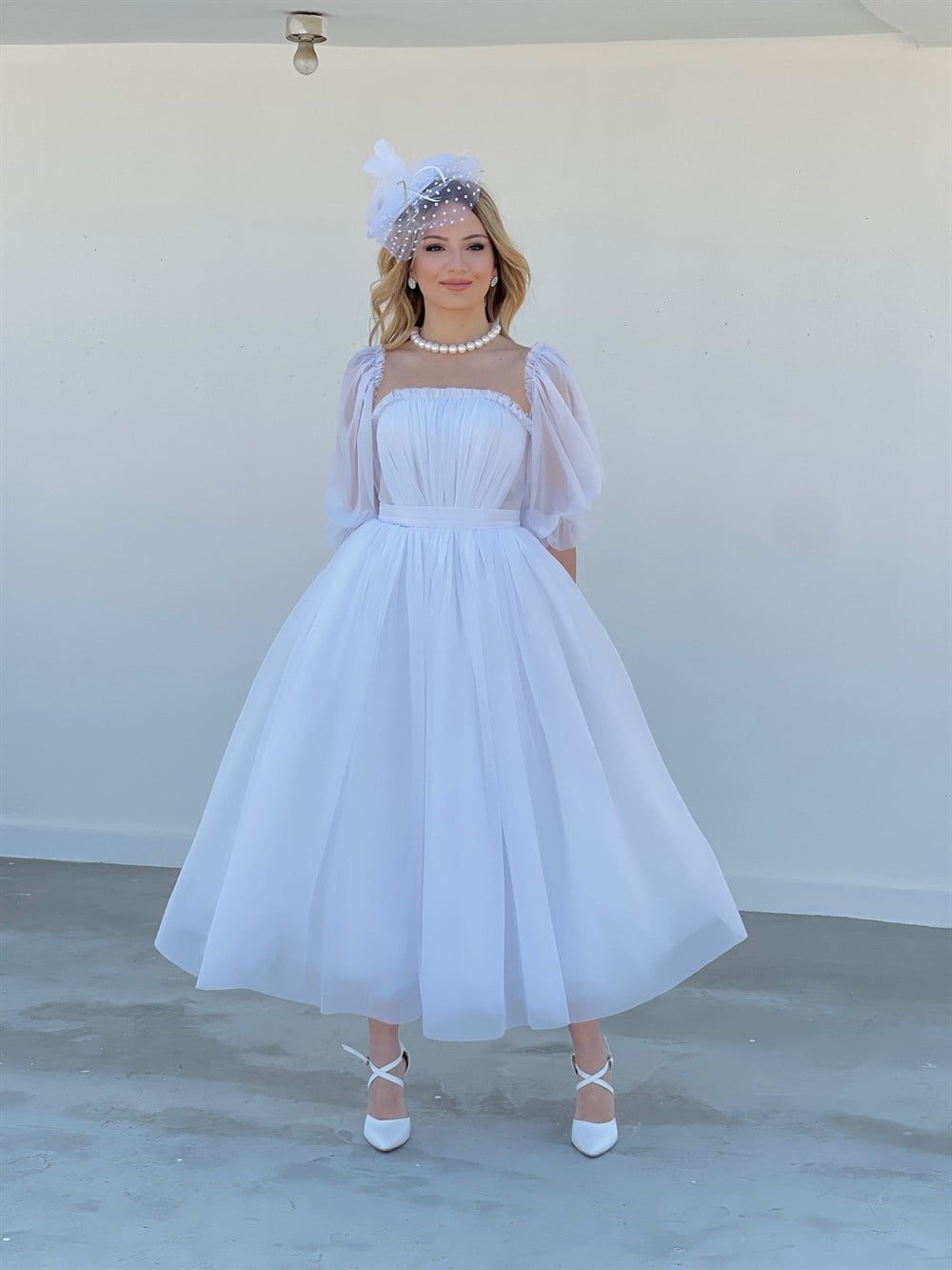 TheElsa | GİYİM | TAKI | Pera Beyaz Özel Tasarım Simli Tül Nikah ElbisesiELBİSEPera Beyaz Özel Tasarım Simli Tül Nikah Elbisesi