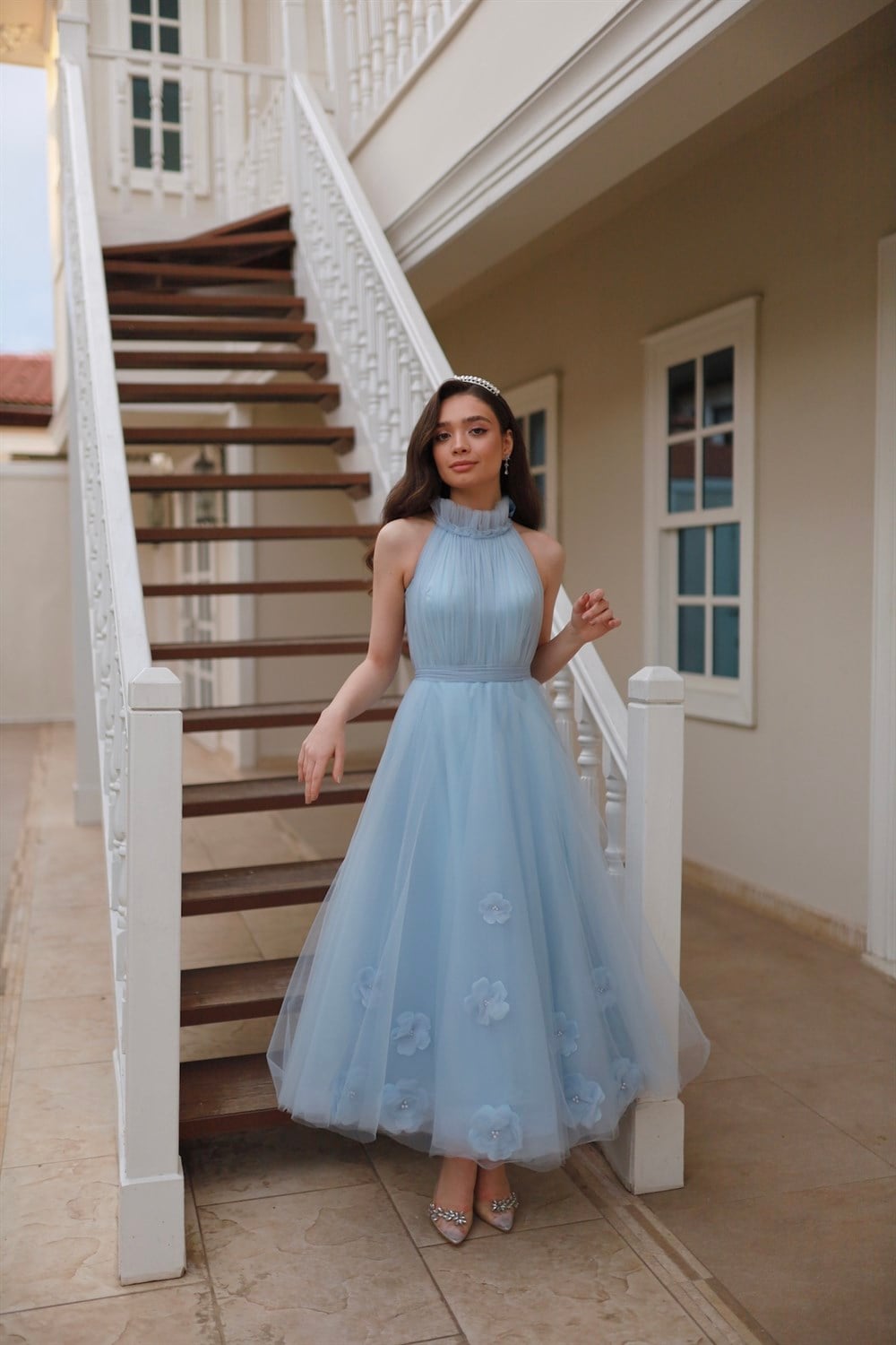 TheElsa | GİYİM | TAKI | Rose Bebek Mavi Özel Tasarım Tül AbiyeELBİSERose Bebek Mavi Özel Tasarım Tül Abiye