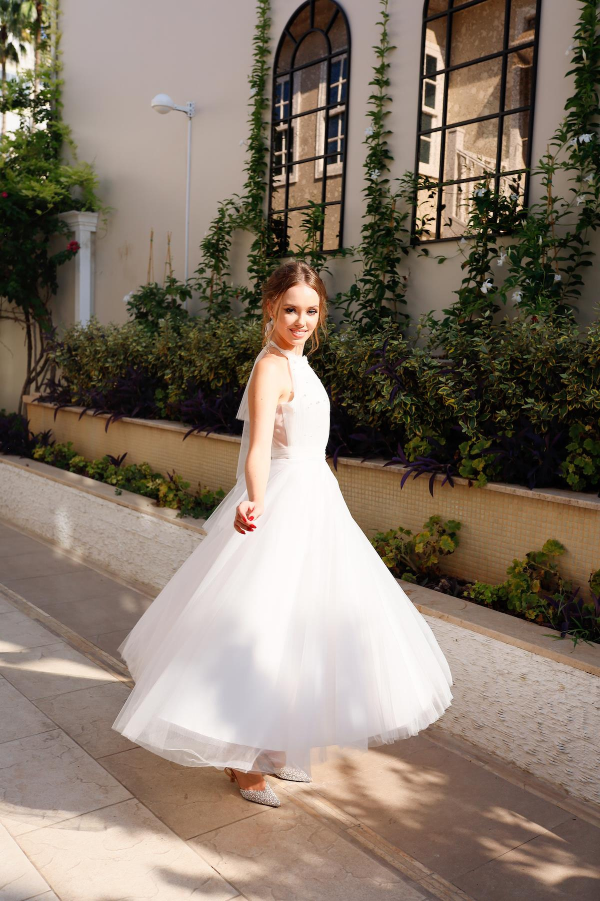 TheElsa | Kişiye Özel Üretim Abiye Elbise | Santa İncili Beyaz Özel Tasarım Abiye ElbiseTÜL ELBİSELERSanta White Special Design Evening Dress with Pearls