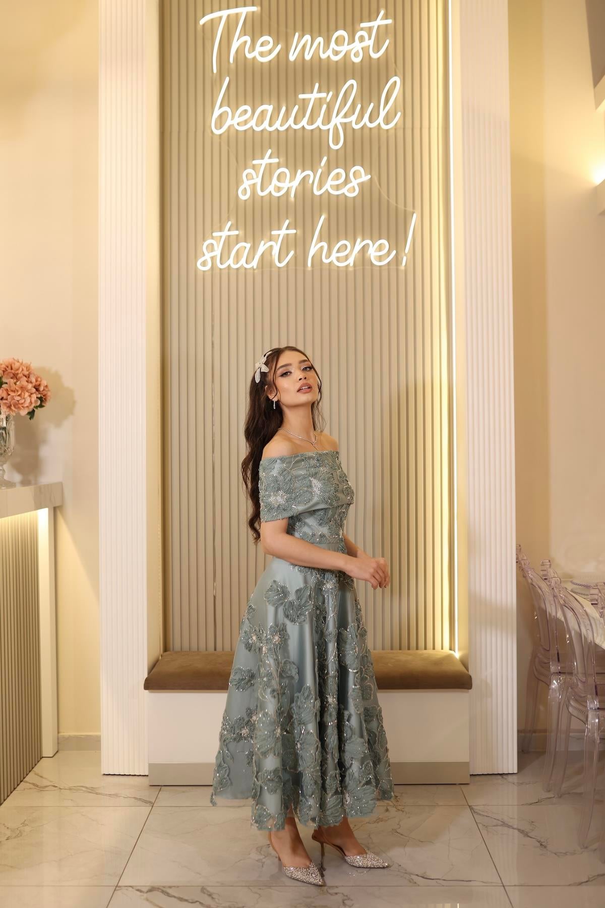TheElsa | SİNDİRELLA KOYU YEŞİLRENKLİ DANTEL ELBİSELERSindirella Prenses Koyu Yeşil  Çiçekli Özel Tasarım Dantel Nişan Nikah Elbise