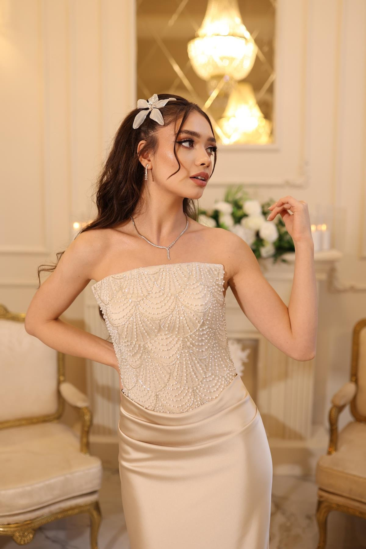 TheElsa | STELLASADE ELBİSELERStella Bej Balık Özel Tasarım Elbise