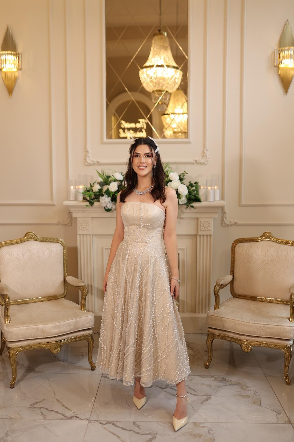 TheElsa | TİARA PRENSESBEYAZ DANTEL ELBİSELERTiara İnci Prenses Beyaz Dantel Nişan Nikah Elbise