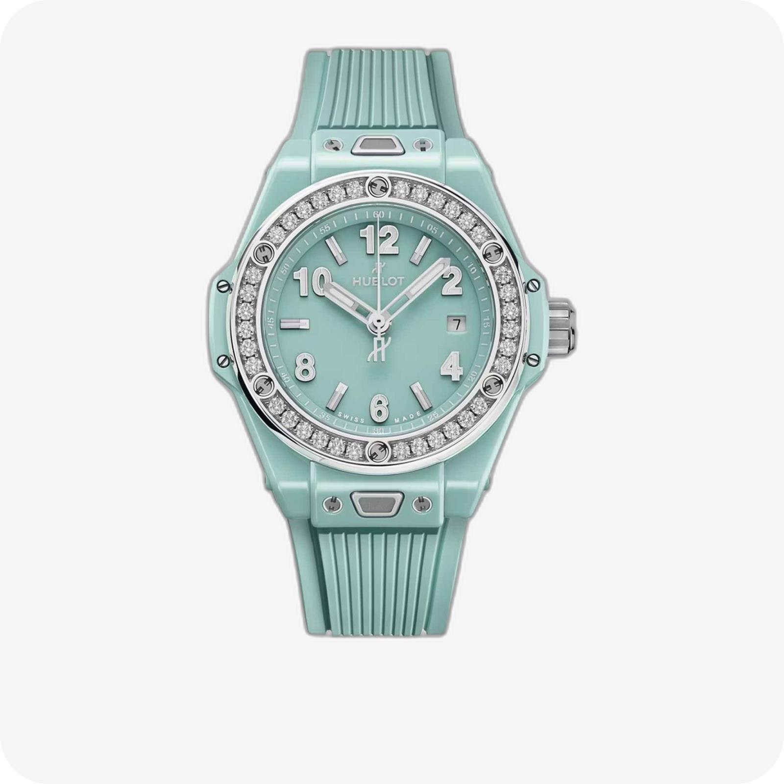 Hublot Big Bang  One Click Mint Green Ceramic Diamonds
