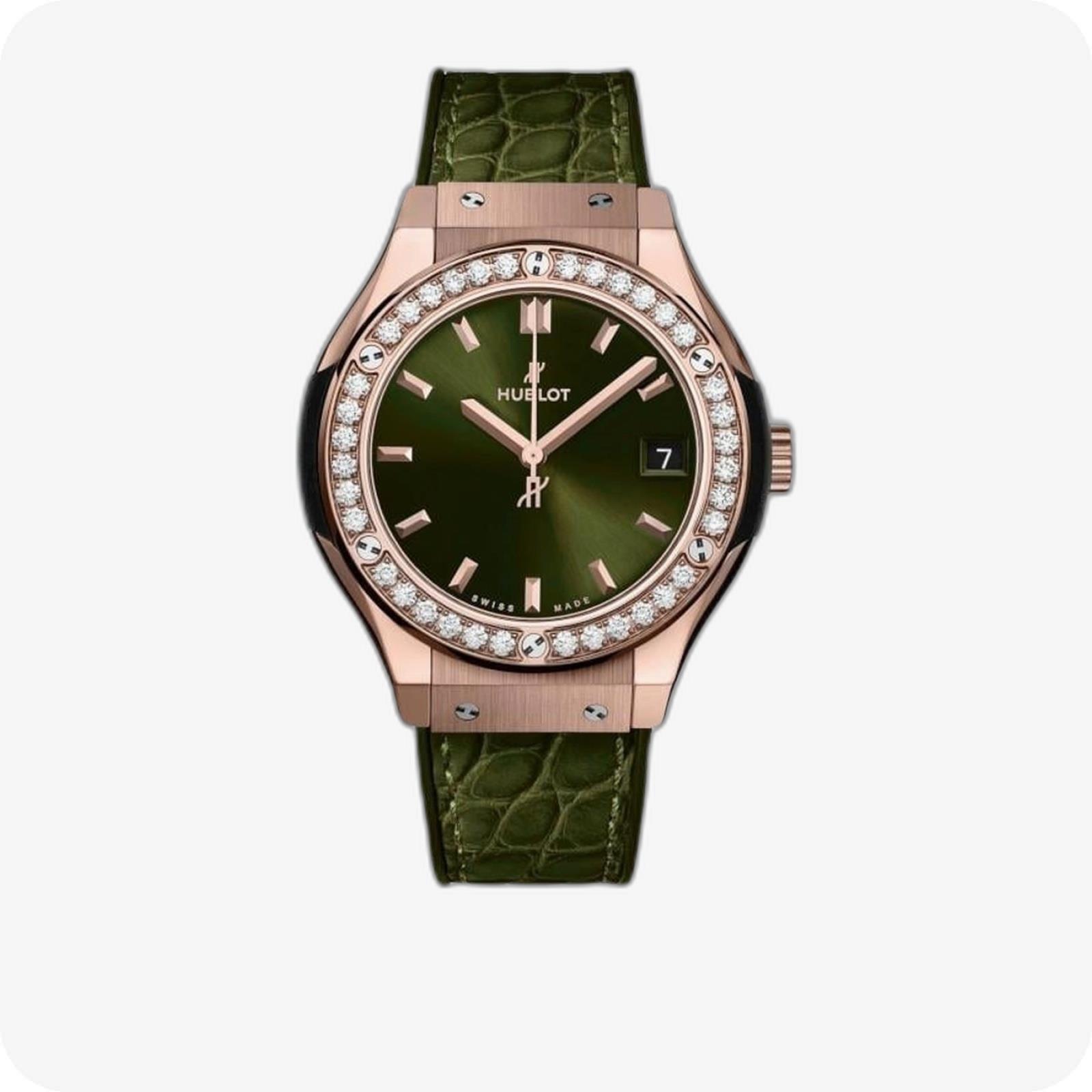 Hublot Classic Fusion King Gold Green Diamonds