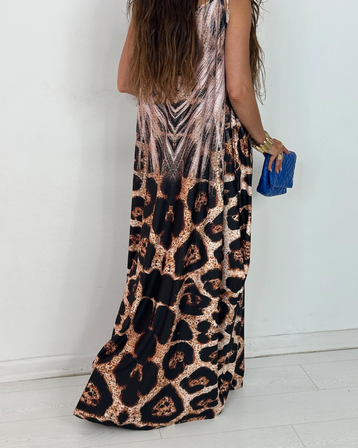 Angela Elbise Mavi Leopar