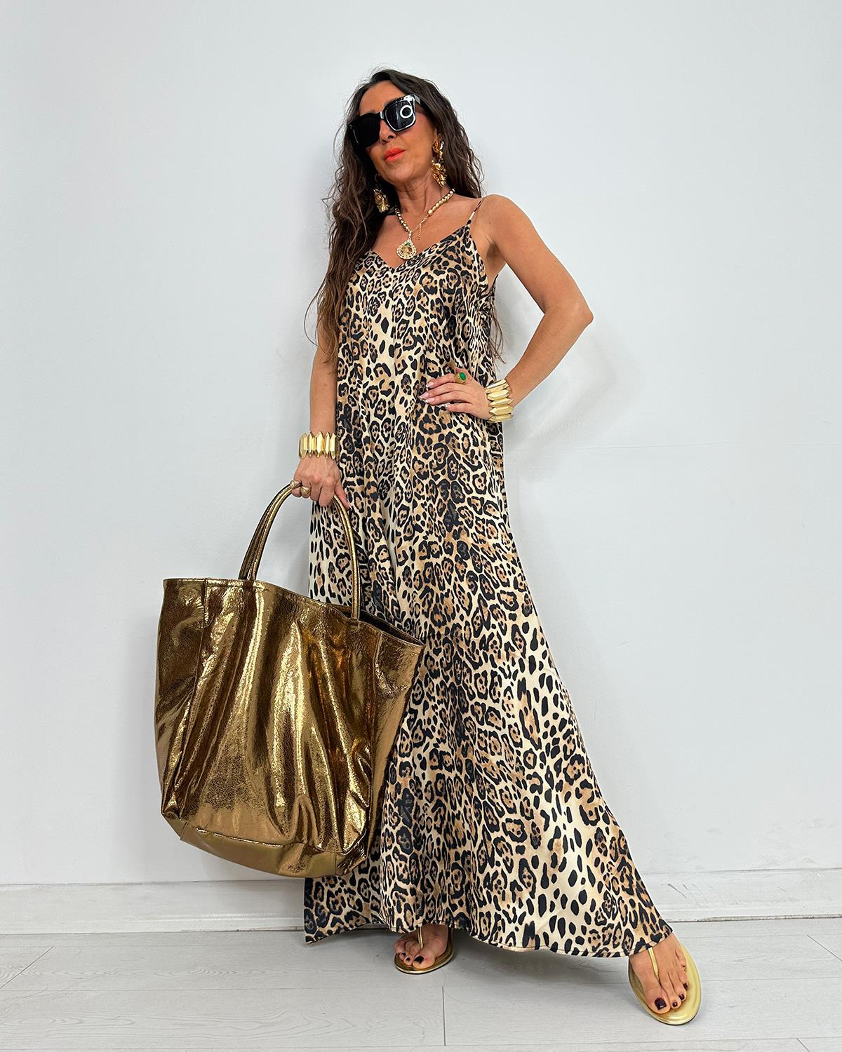 Askılı Leopar Elbise