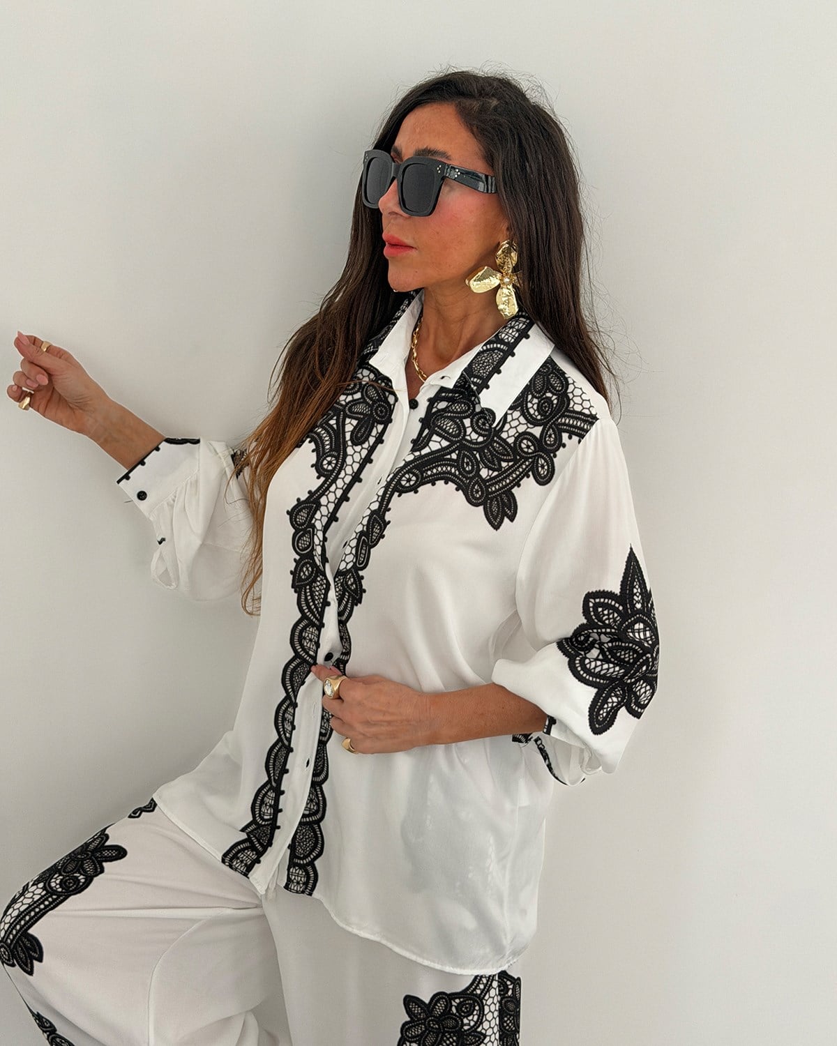 Belinda Dantel Baskı Takım