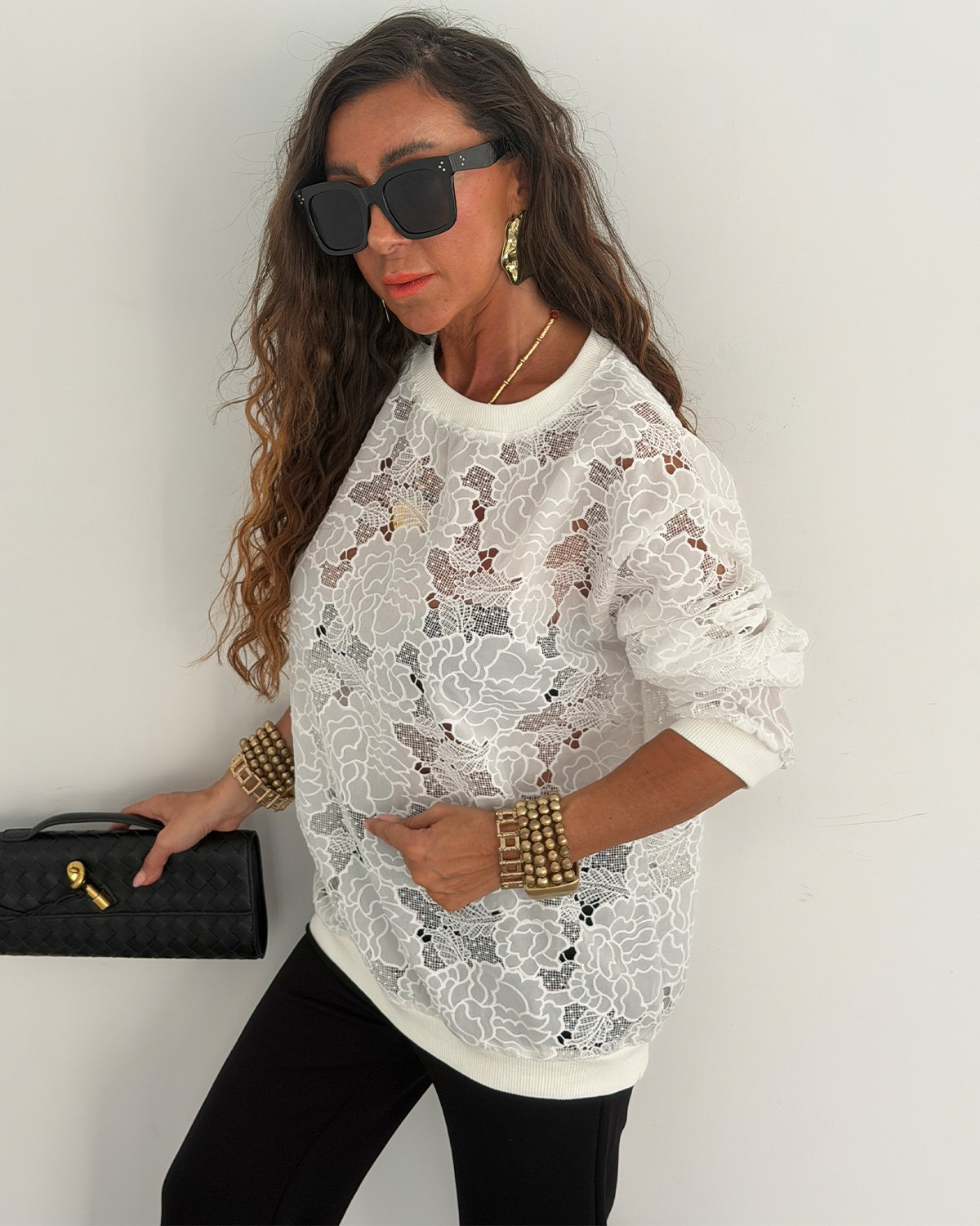 Berry Güpür Sweat Beyaz