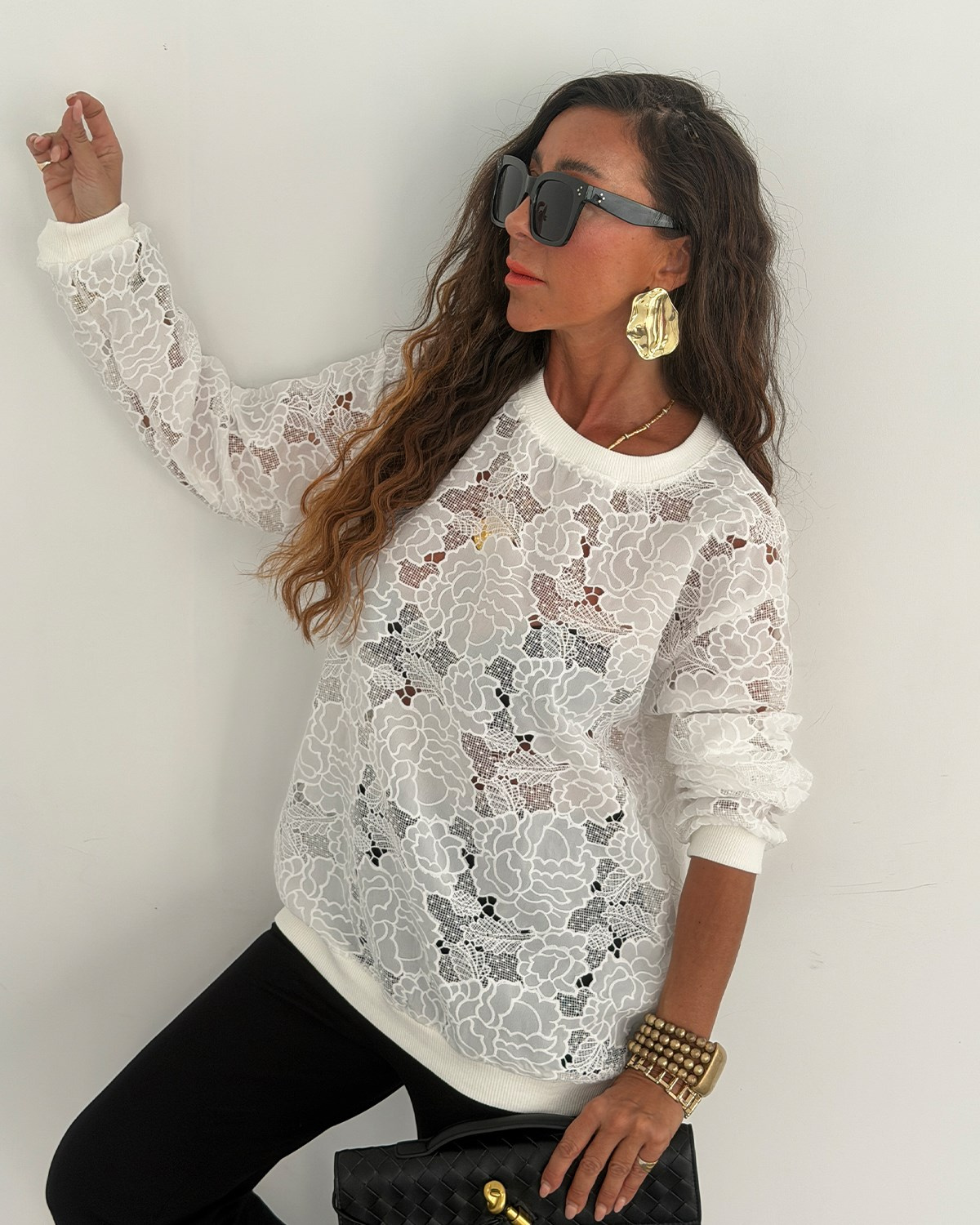 Berry Güpür Sweat Beyaz