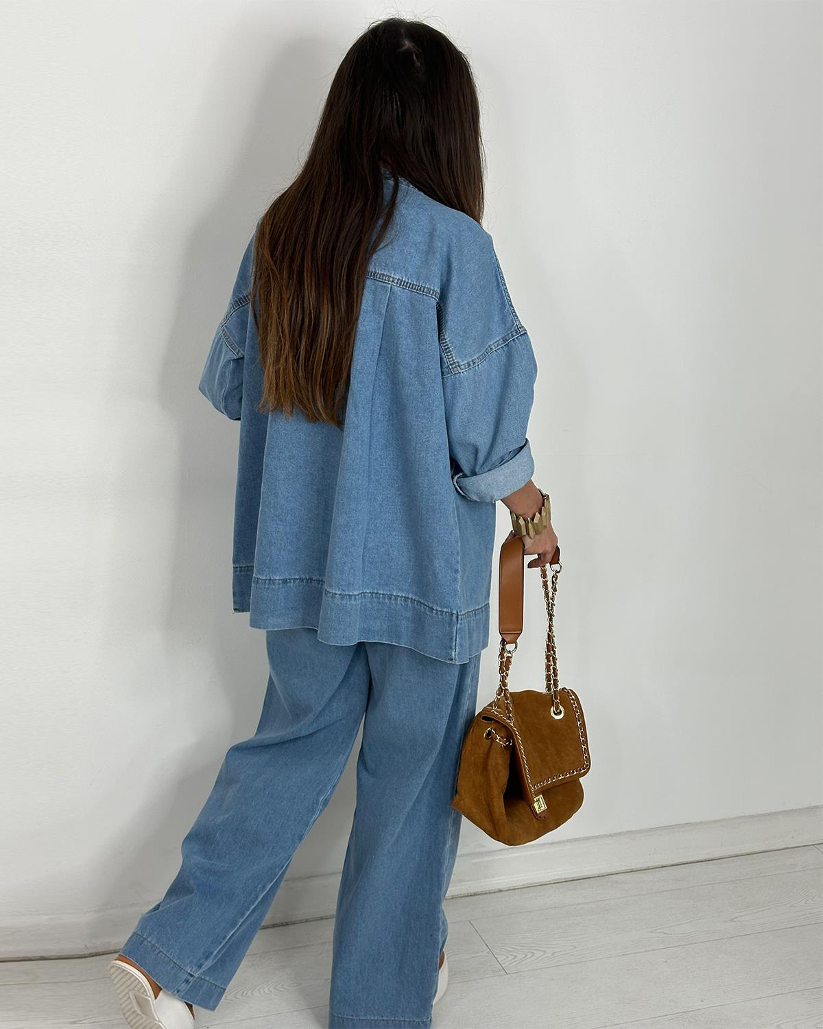 Boleyn Denim Pantalonlu Takım Açık Mavi