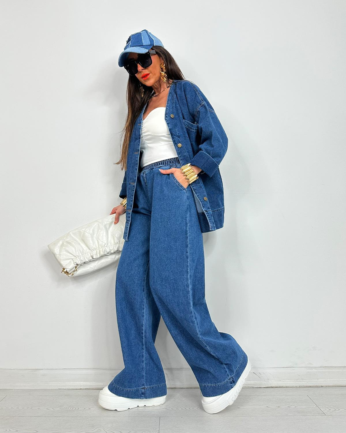 Boleyn Denim Pantalonlu Takım Koyu Mavi