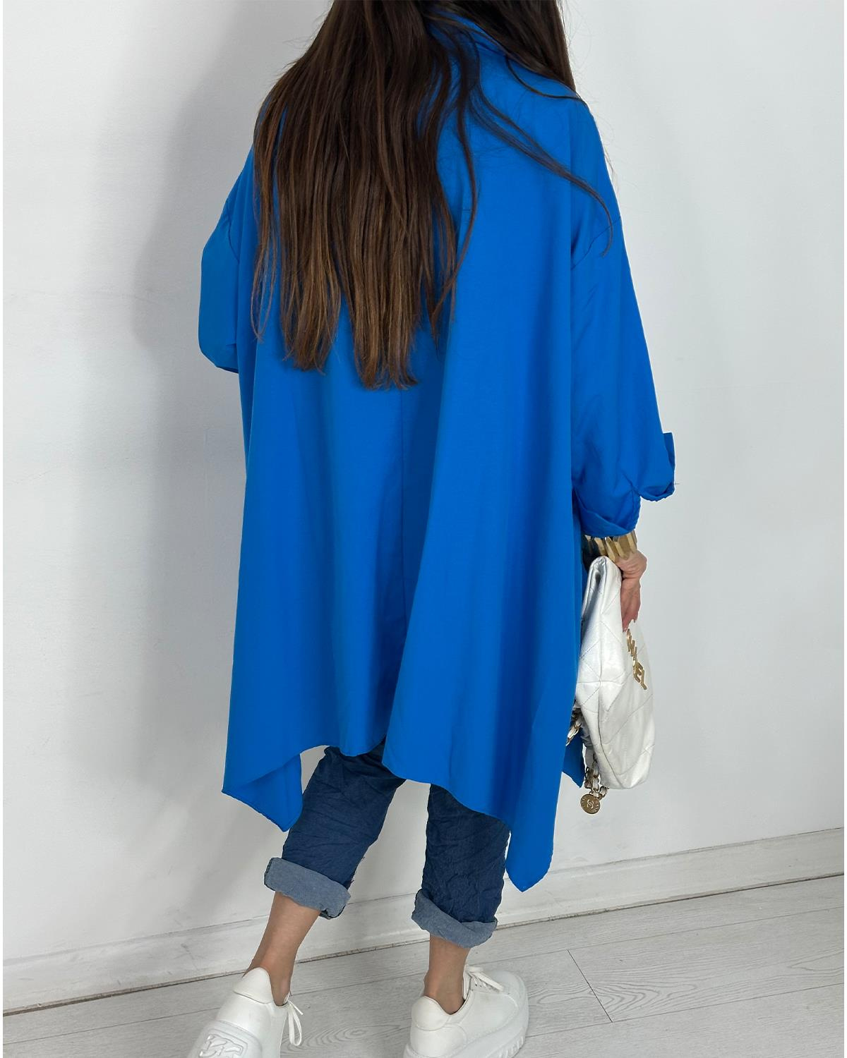 Broşlu Tunik Gömlek Mavi