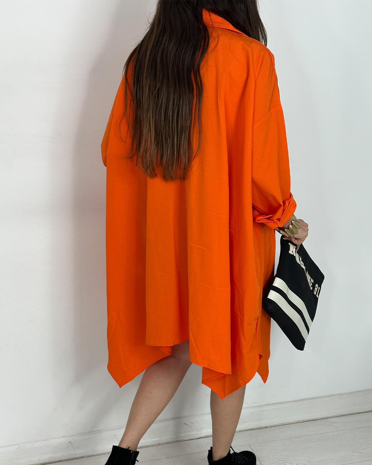 Broşlu Tunik Gömlek Orange