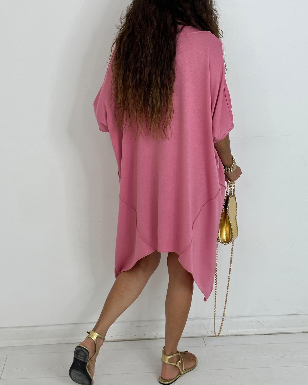 Chic İncili Tunik Elbise Pembe