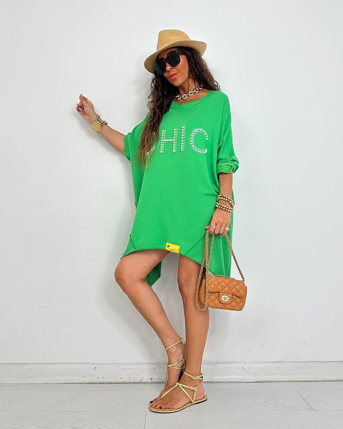 Chic İncili Tunik Elbise Yeşil