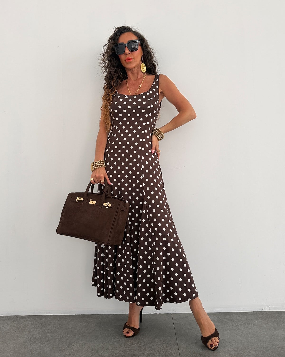 Cindy Puantiye Elbise Kahve