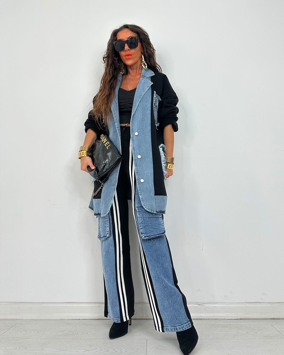 Dört Cepli Kot Ceket Siyah