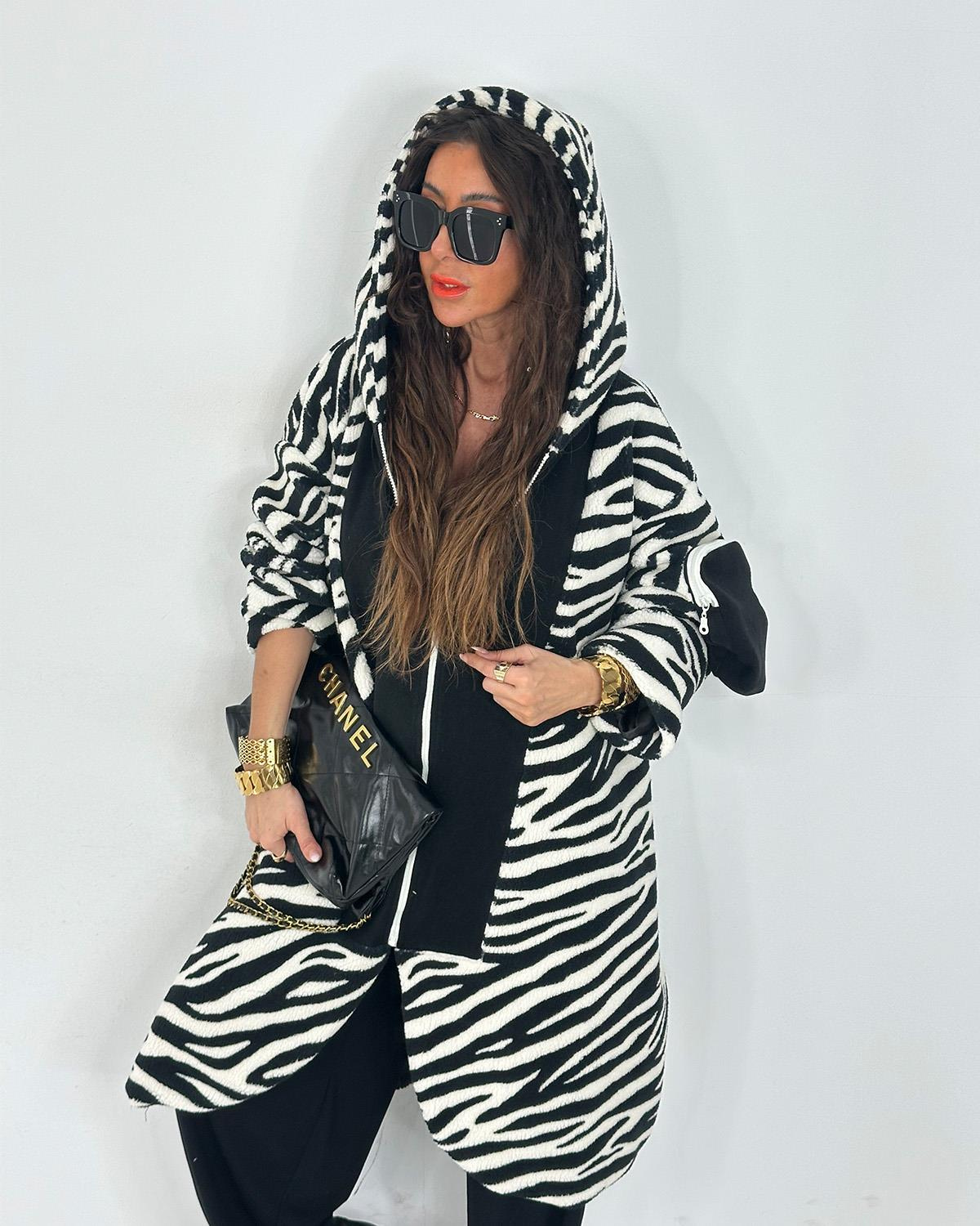 Fermuarlı Zebra Kaban